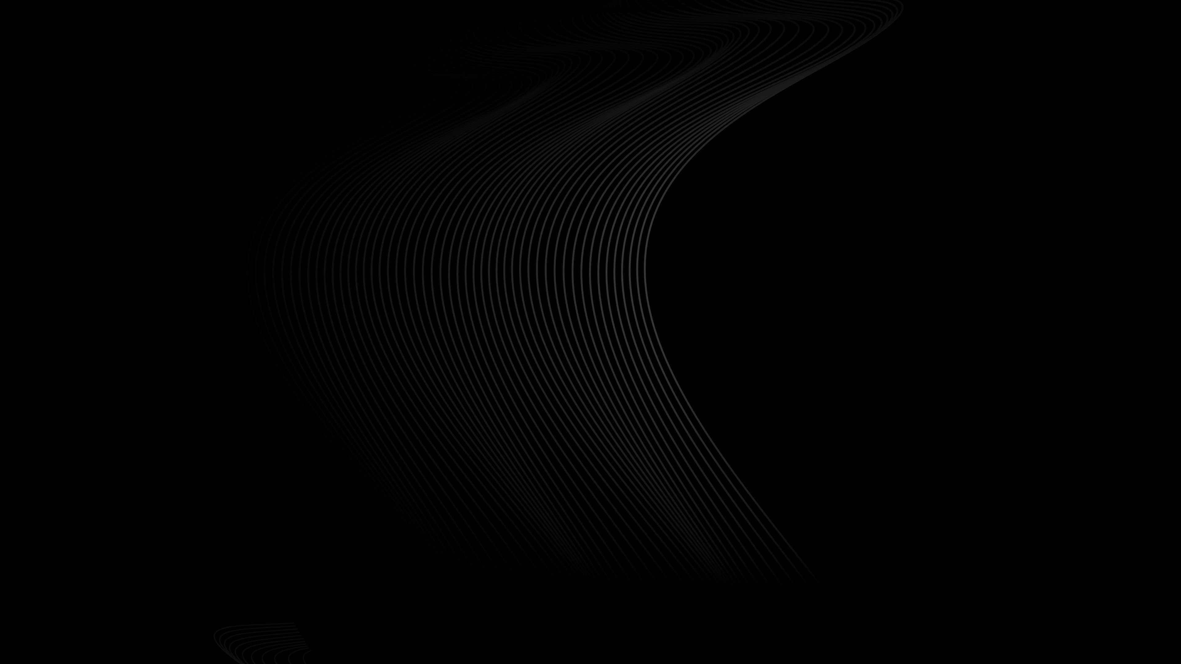Black abstract, Fluid shapes, Dark playfulness, Night sky, Monochrome artwork, 3840x2160 4K Desktop
