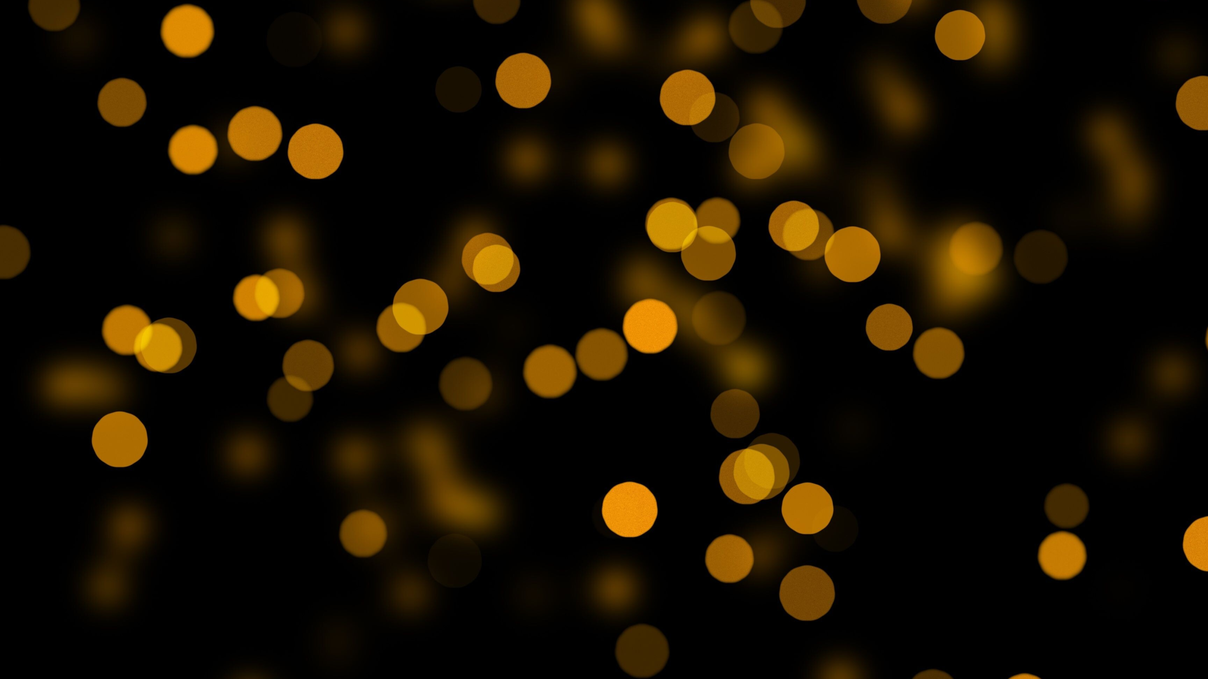 Gold Dots: Blurred abstract gold light through the window glass, Bokeh effect, Tints and shades. 3840x2160 4K Wallpaper.