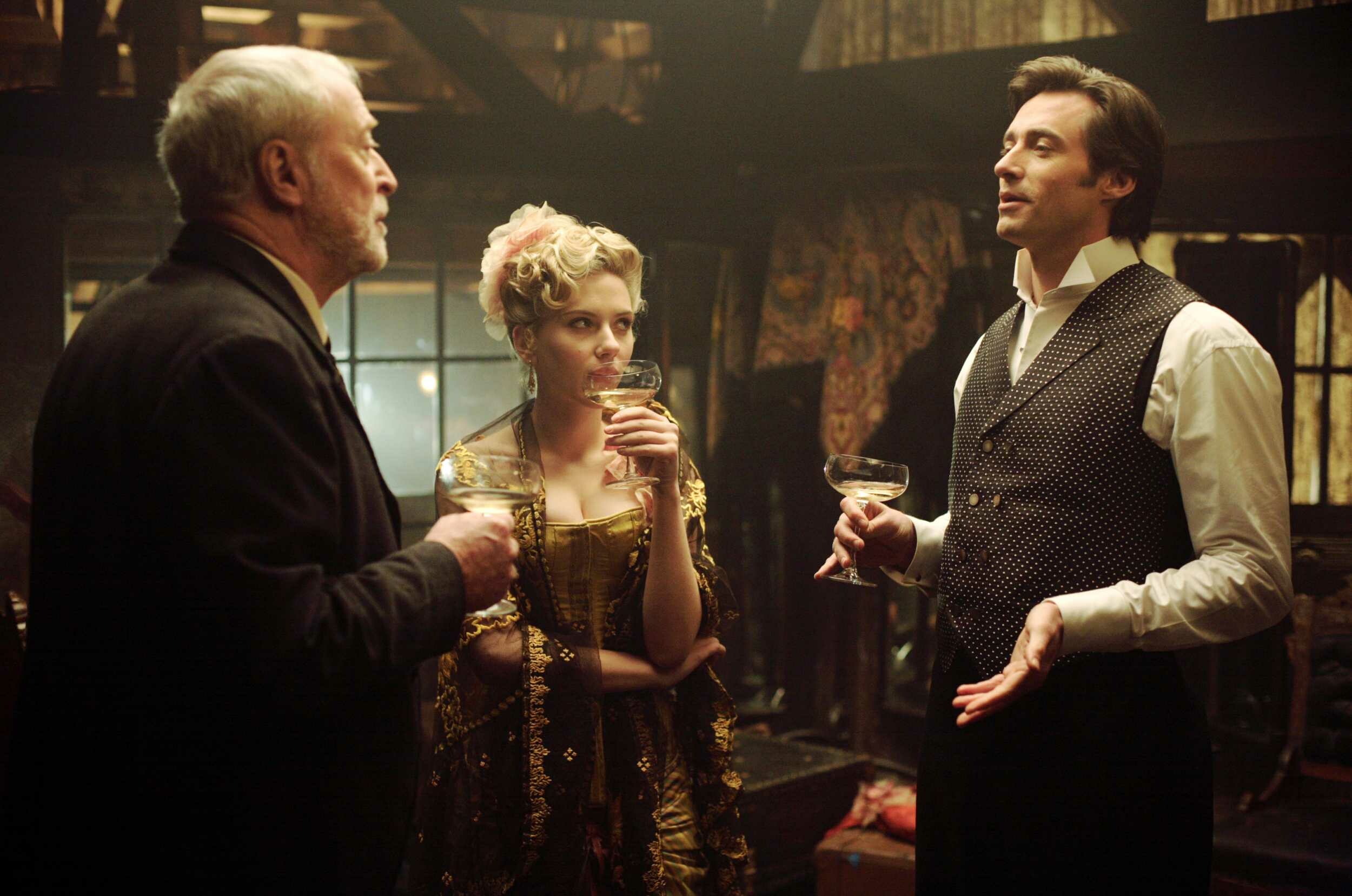 The Prestige: Hugh Jackman, Scarlett Johansson, and Michael Caine. 2500x1660 HD Wallpaper.