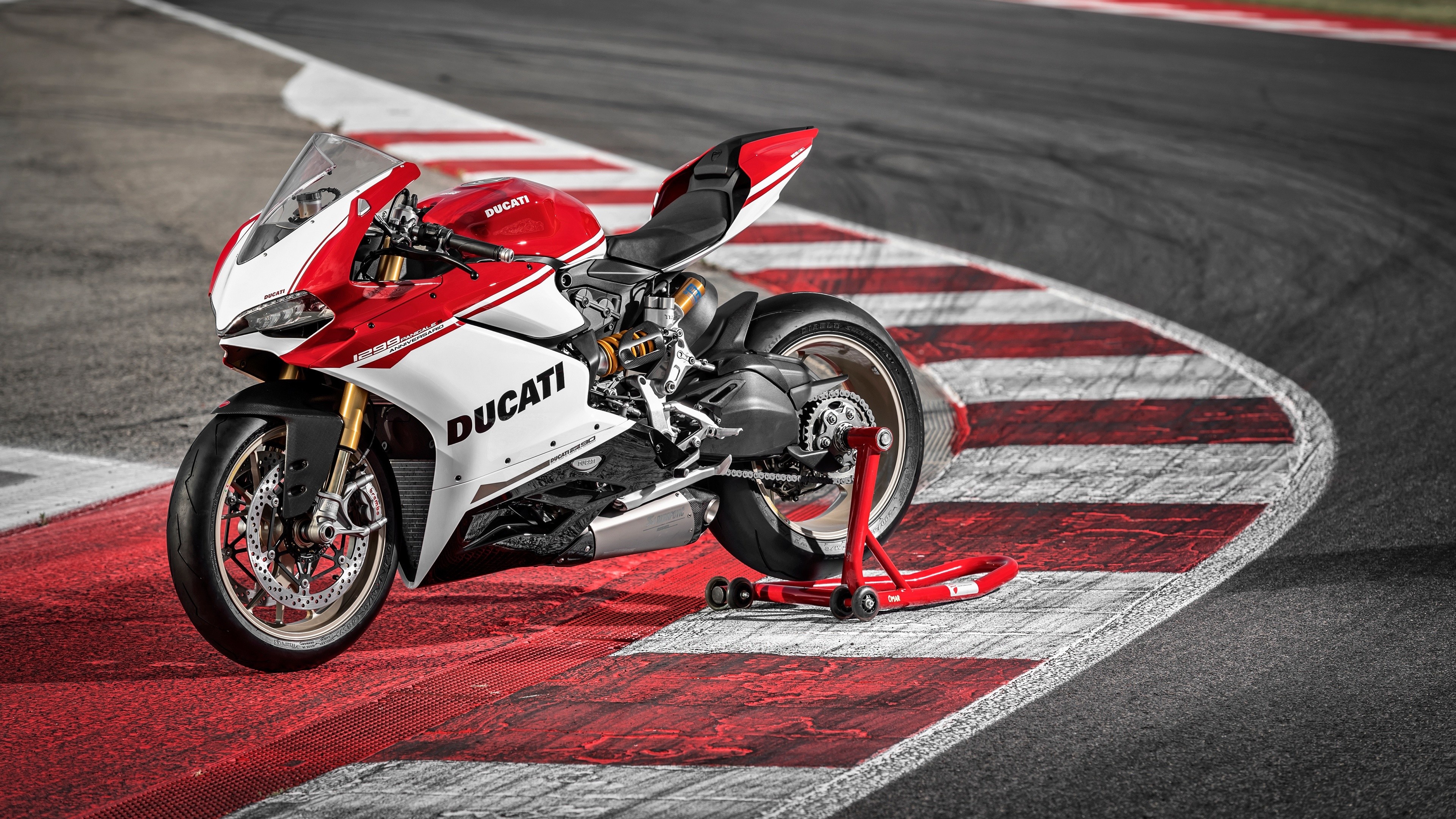Superbike: An official motorcycle of the Ducati Corse racing team, Circles road racing. 3840x2160 4K Background.