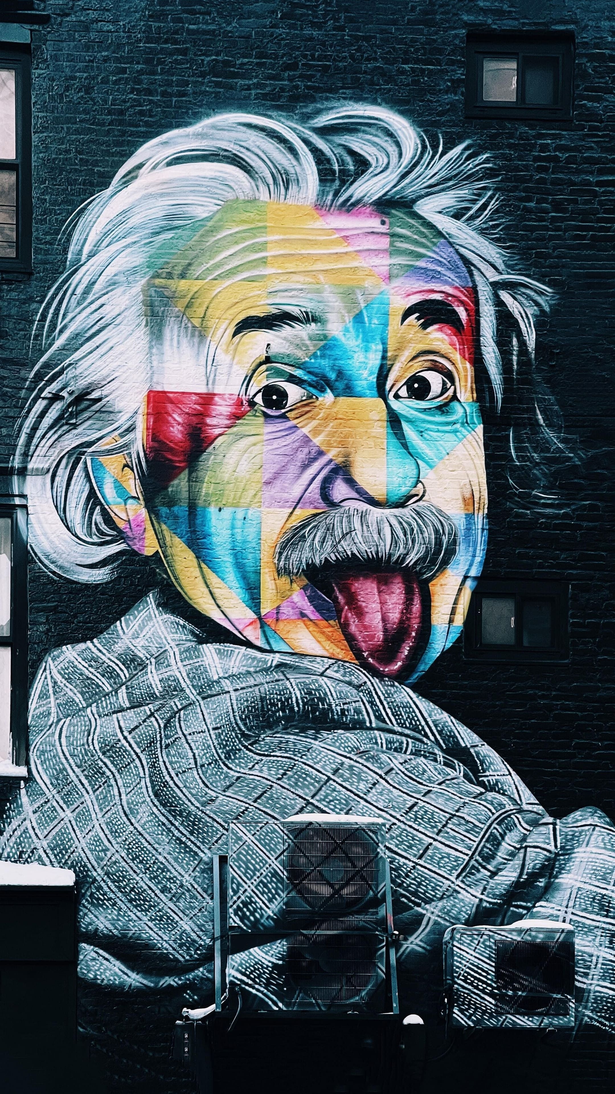 Einstein: Graffiti, A German-born theoretical physicist. 2160x3840 4K Background.