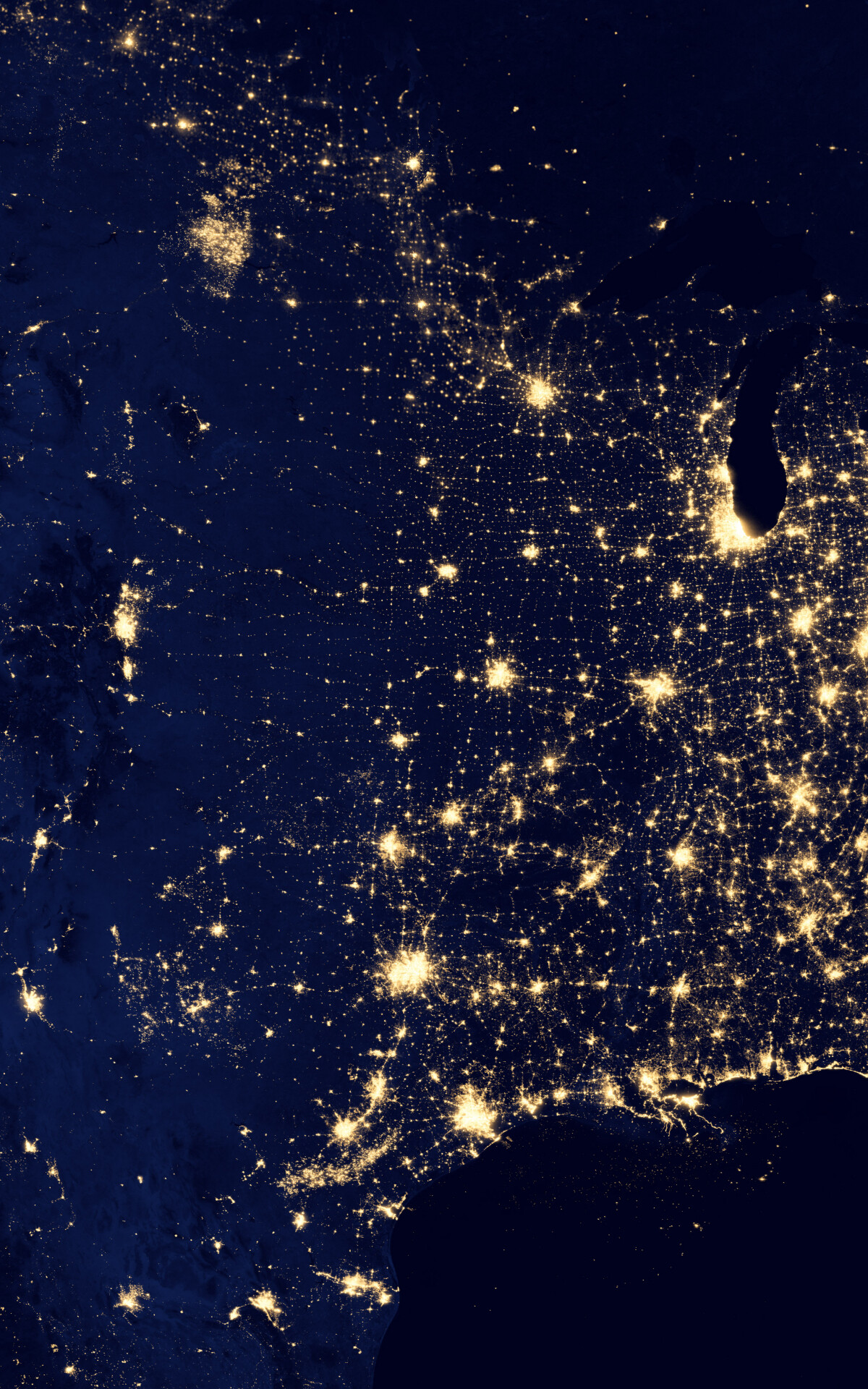 Earth at Night: NASA NOAA satellite, Constellation of lights, Midnight. 1200x1920 HD Background.