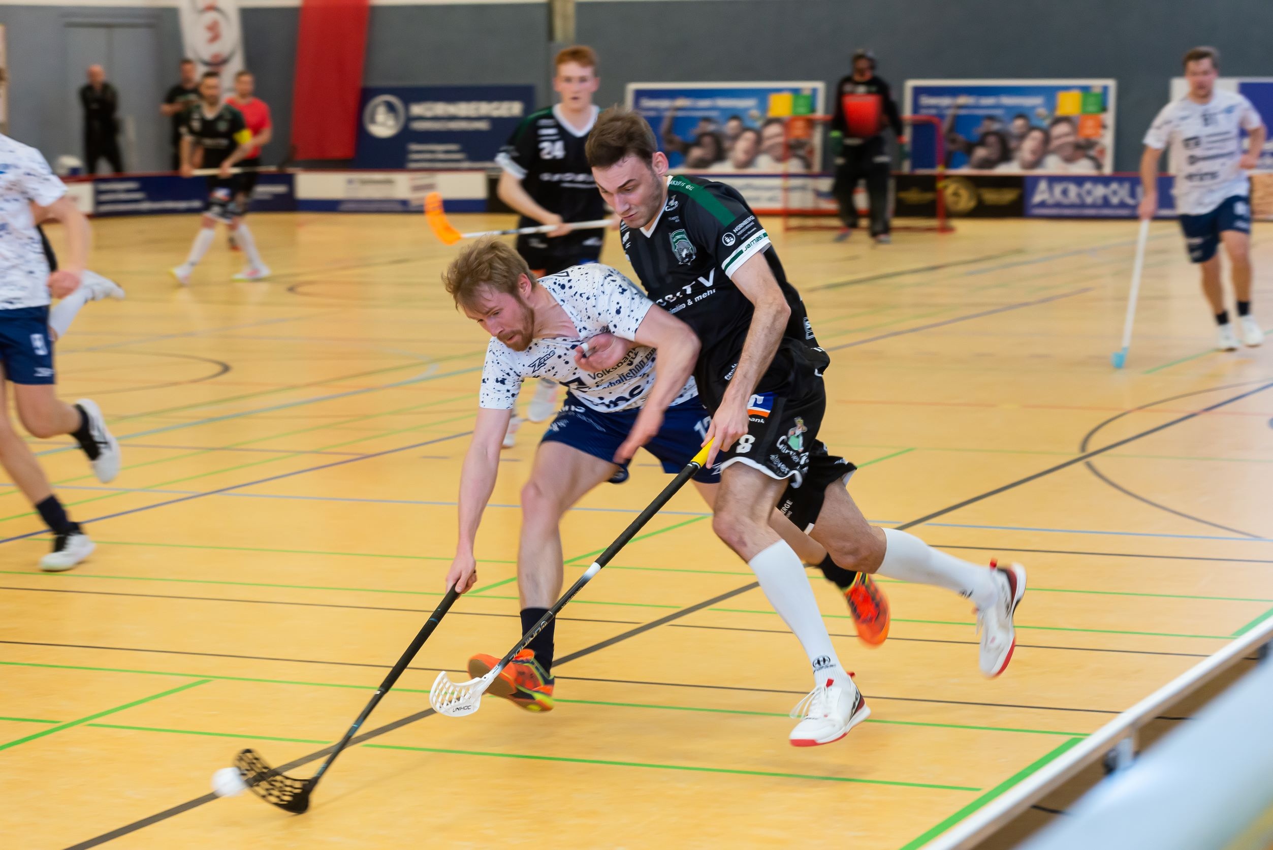 Floorball: The German League competition, Men's event, Recreational activity and indoor sport. 2510x1680 HD Wallpaper.