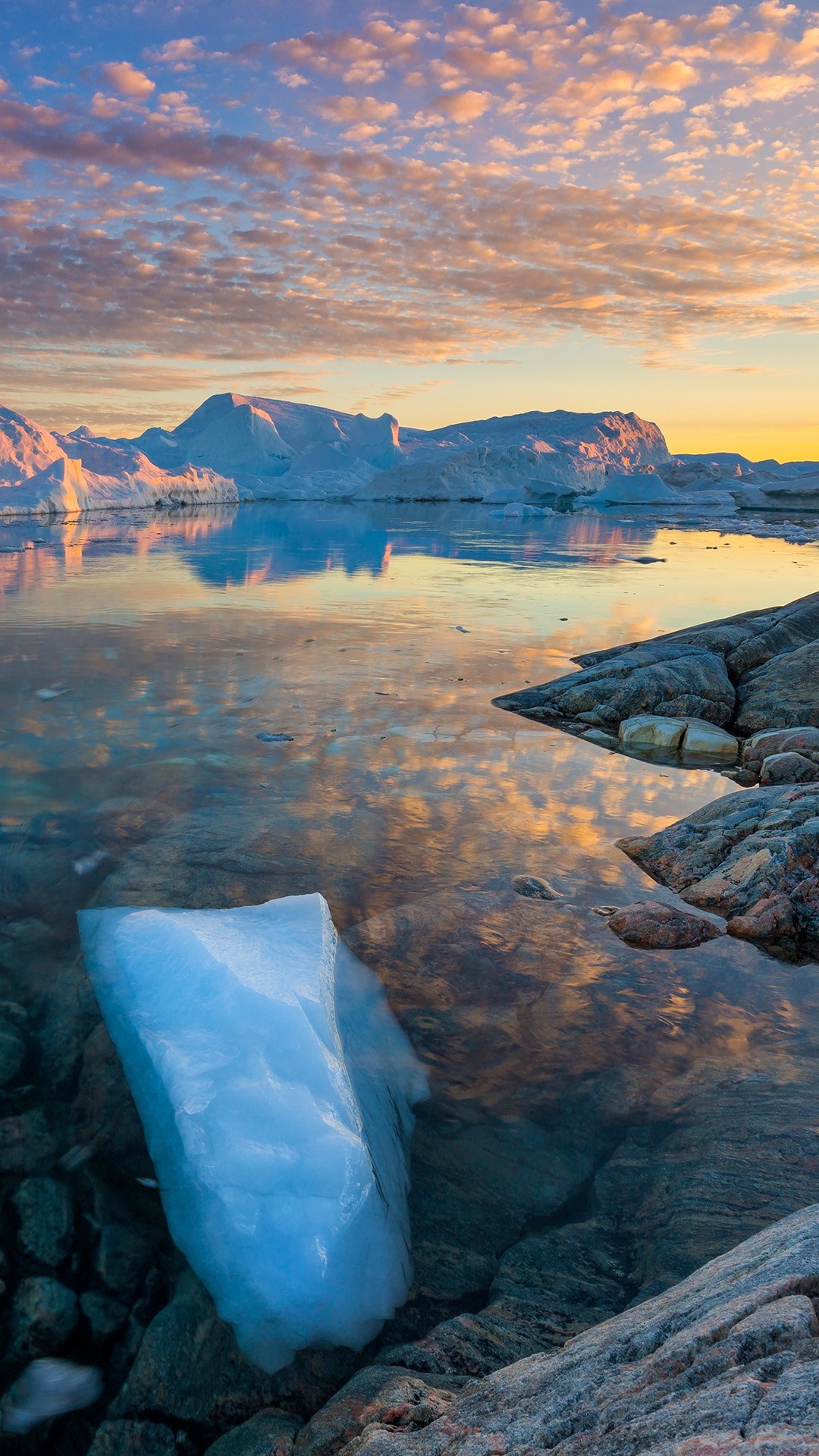 Greenland: Ilulissat Icefjord, The ice sheet covers more than 80% of the island. 1080x1920 Full HD Wallpaper.