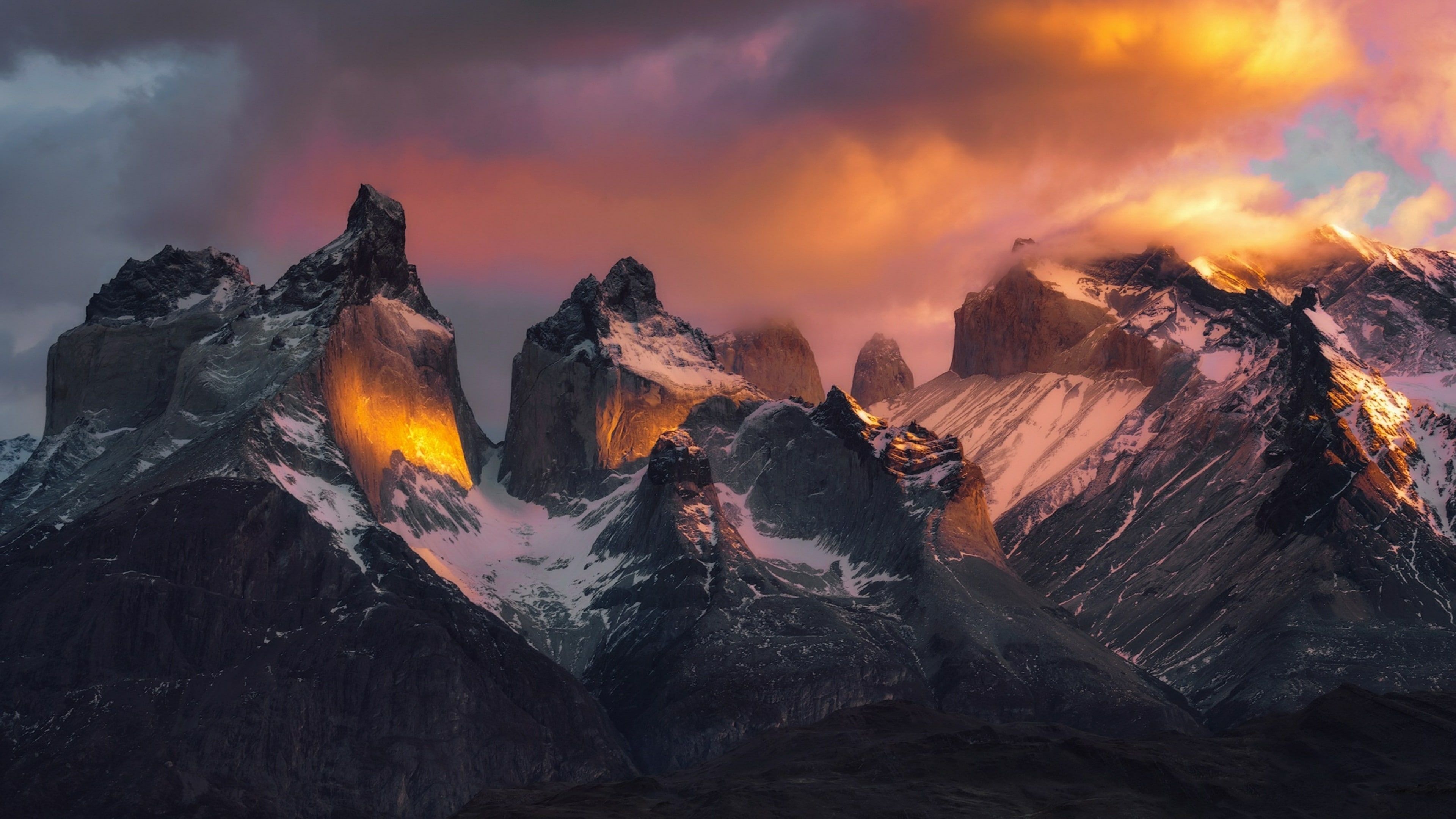 Torres del Paine National Park, Majestic mountains, Patagonian atmosphere, Artistic landscape, 3840x2160 4K Desktop