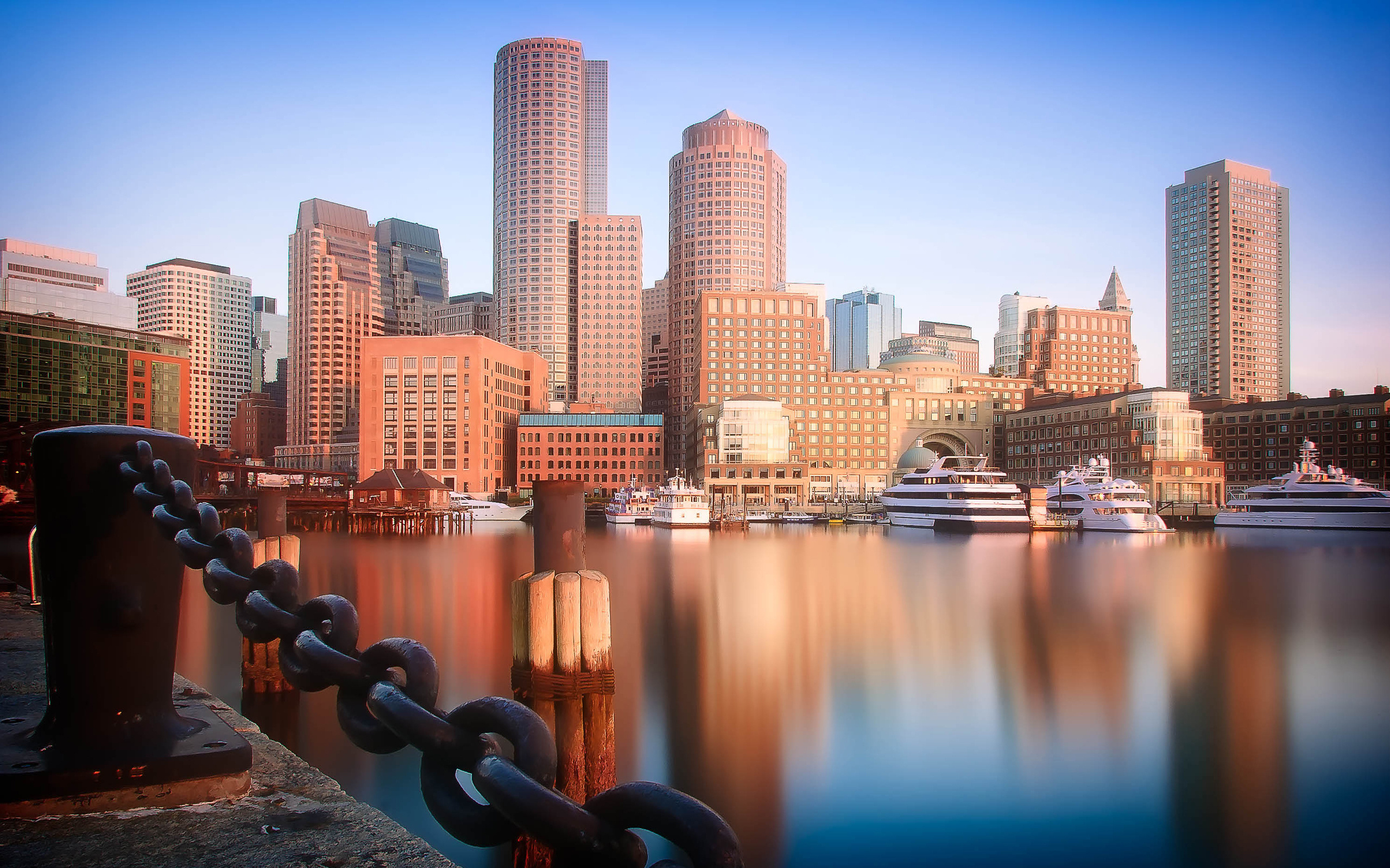 Massachusetts, Boston, International place, Sunset, Skyscrapers, 2560x1600 HD Desktop