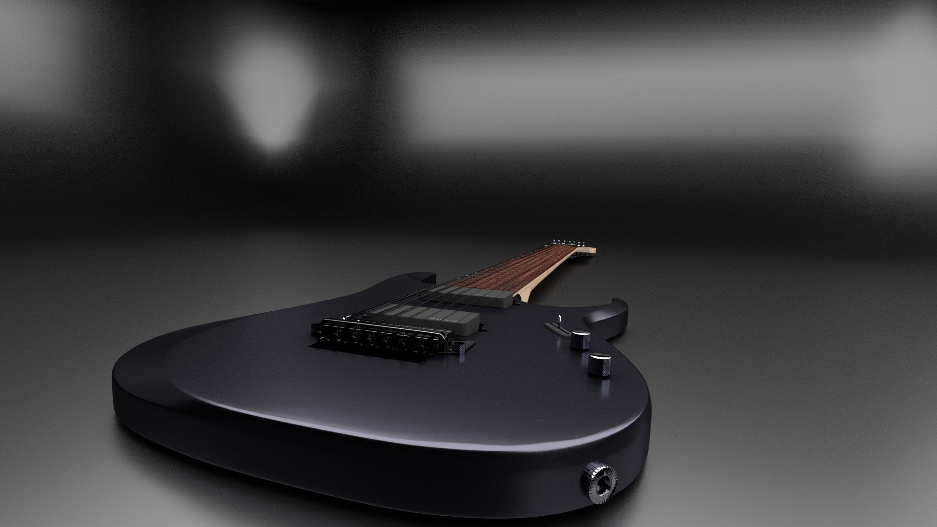 7-string electric guitar, Agile design, Detailed 3D model, Precision craftsmanship, 1920x1080 Full HD Desktop