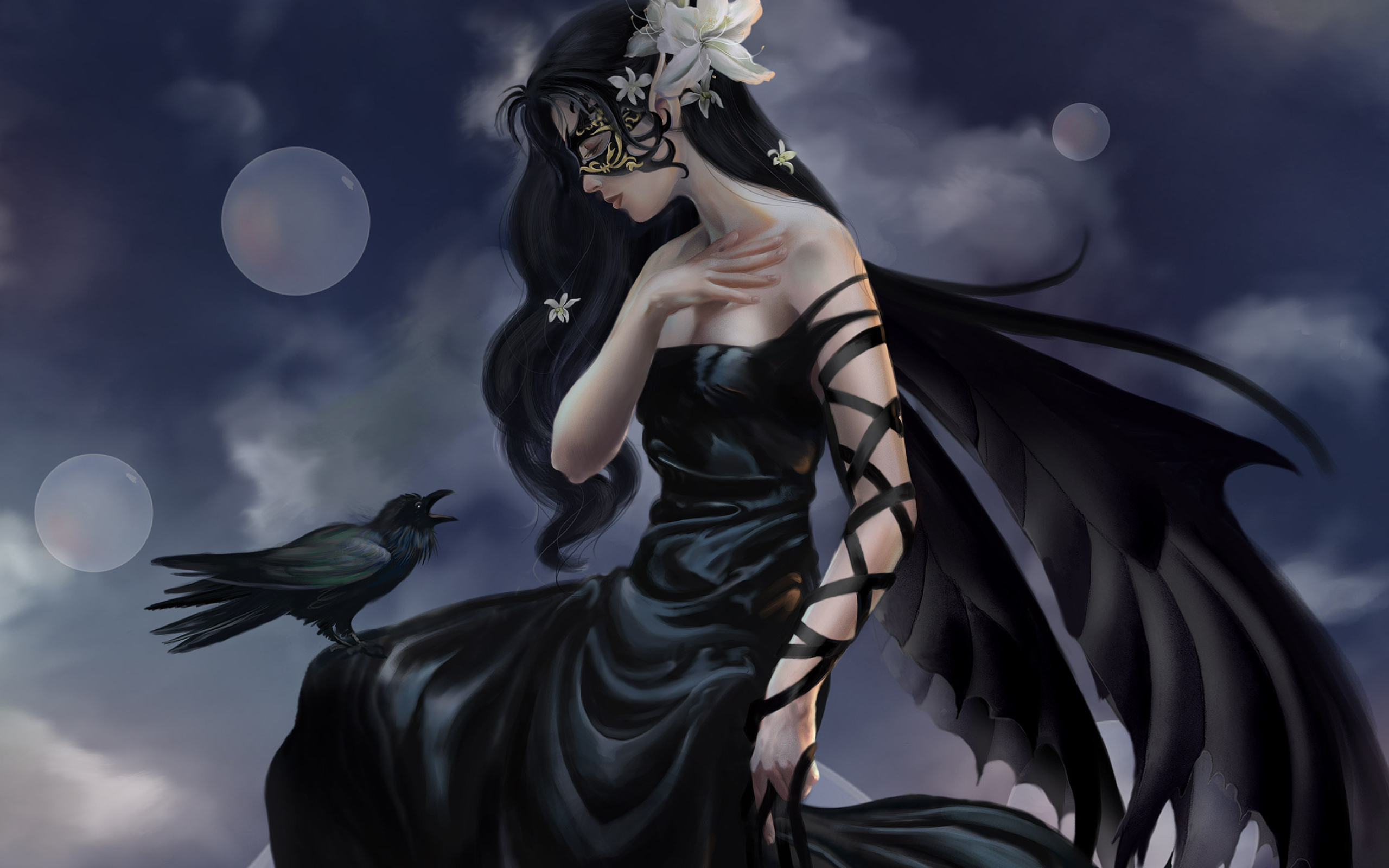 Goth: Raven, Dark angel, Morbid aesthetic, Victorian-inspired goth style. 2560x1600 HD Background.
