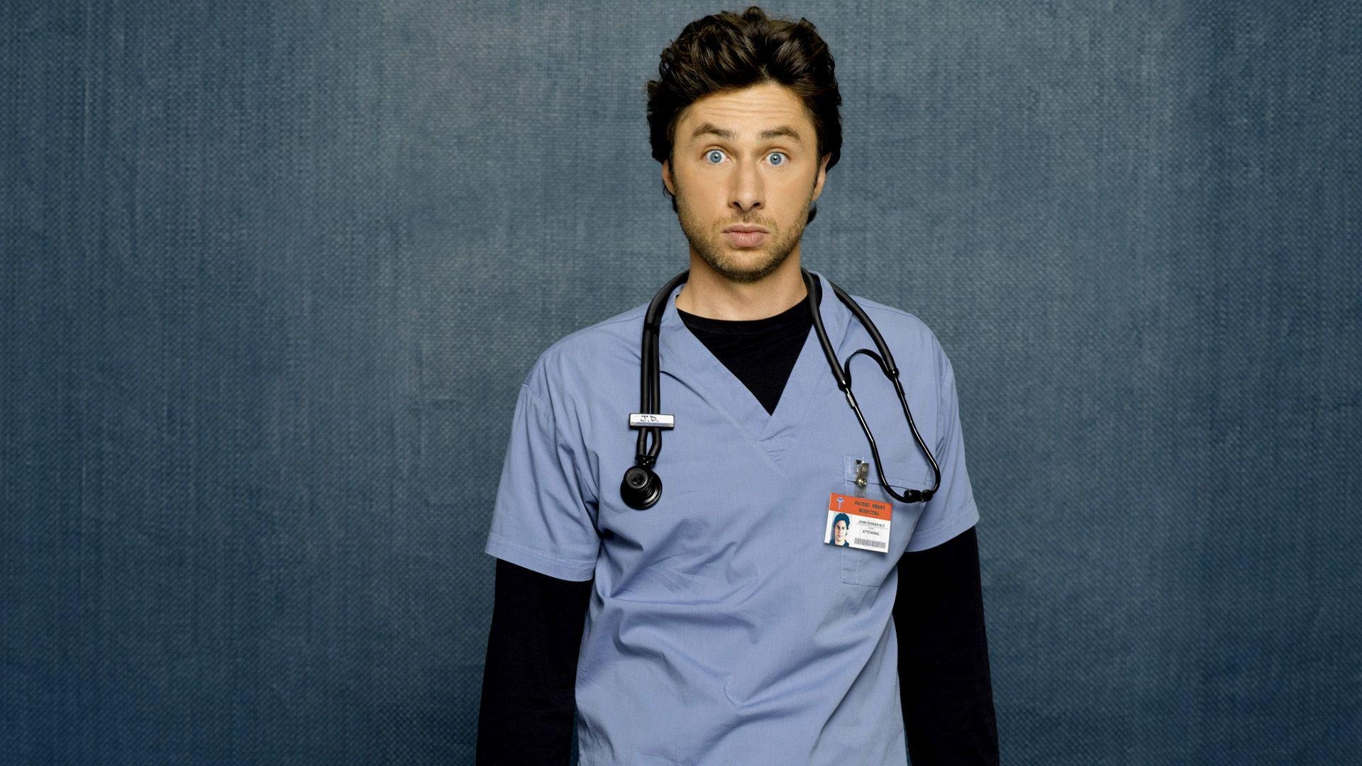 Zach Braff: Launched a Scrubs rewatch podcast titled Fake Doctors, Real Friends with Scrubs co-star Donald Faison in March 2020. 1920x1080 Full HD Background.