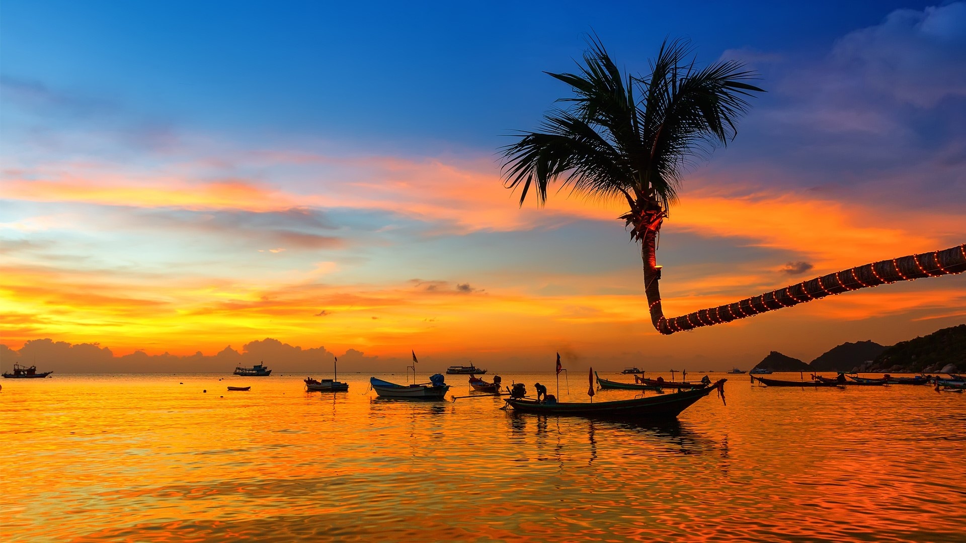 Beautiful sunset, Koh Tao beach, Windows 10 spotlight, Serene scenery, 1920x1080 Full HD Desktop
