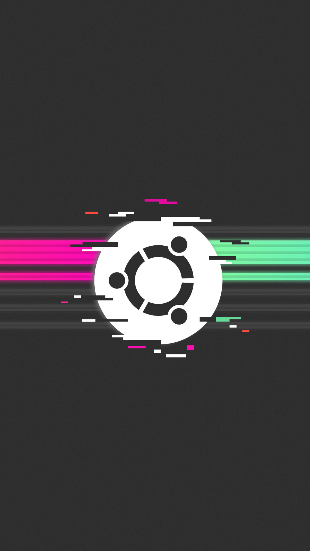 Glitch: Ubuntu, Minimalistic art, Multicolored parallel lines, Rectangles. 1080x1920 Full HD Background.