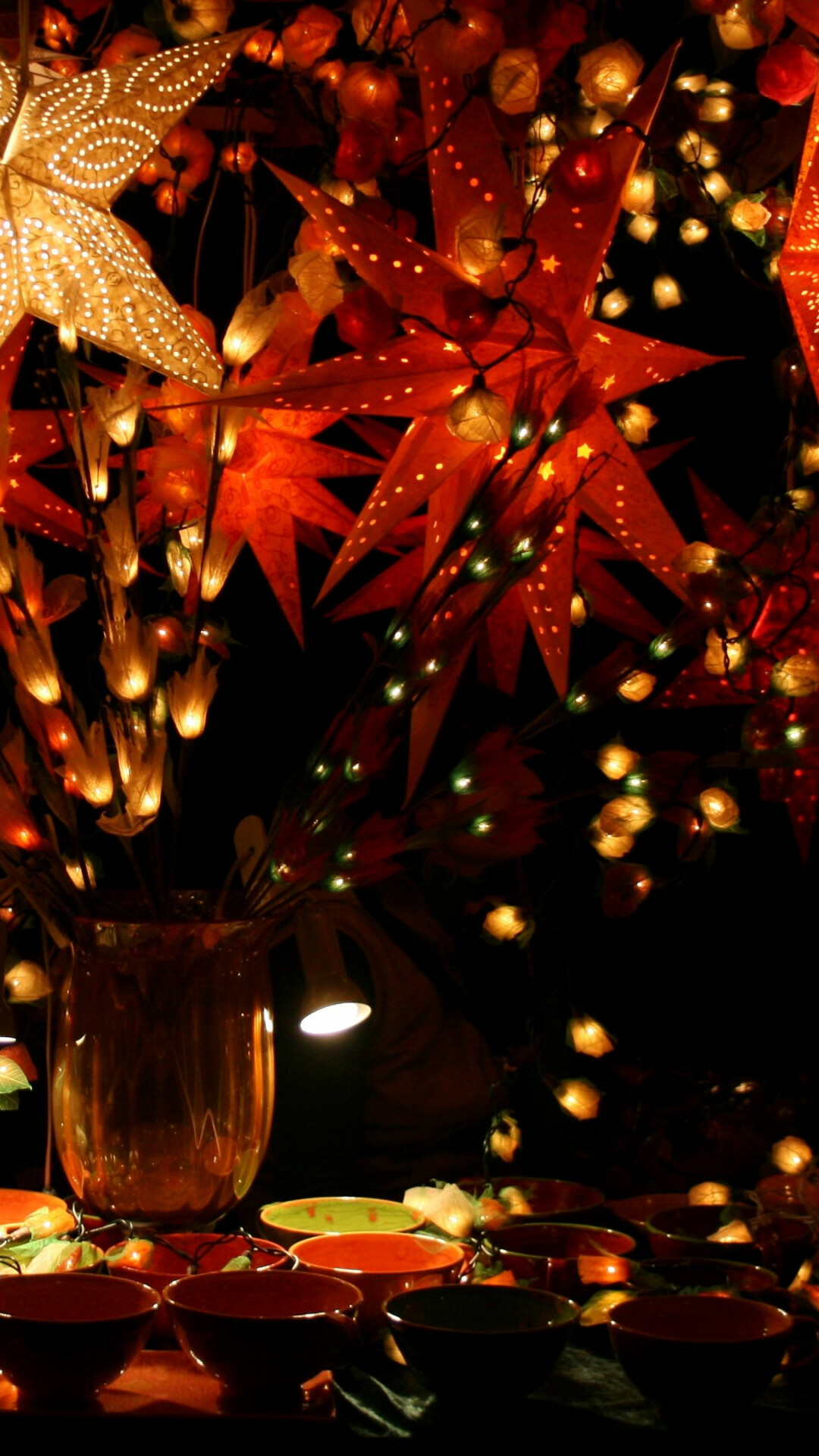 Decorations: Christmas Lights, Illumination, Holiday ornament. 1080x1920 Full HD Background.