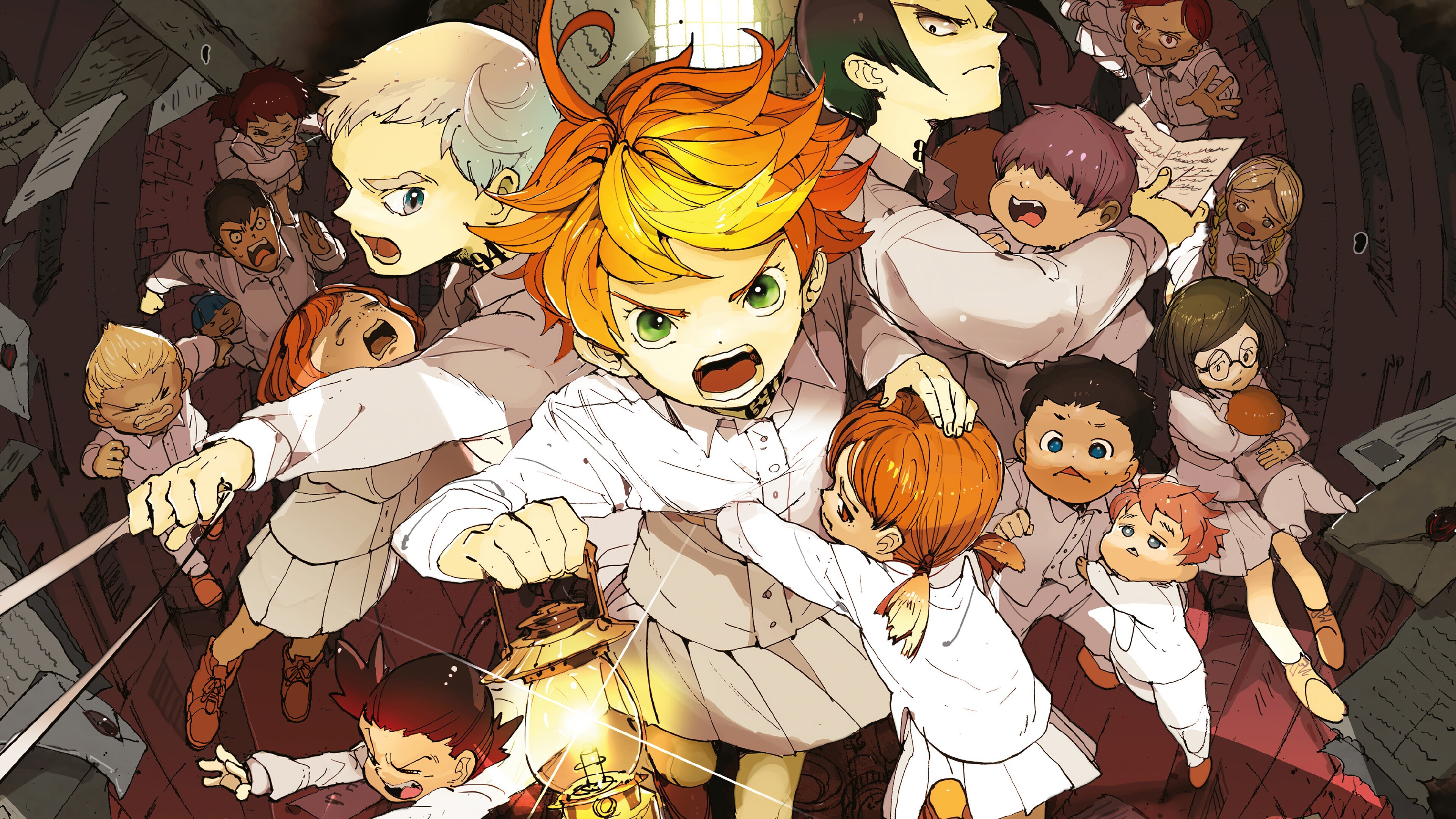 The Promised Neverland: Emma, Ray, Norman, Takahiro Obata composed the series' music. 3840x2160 4K Wallpaper.