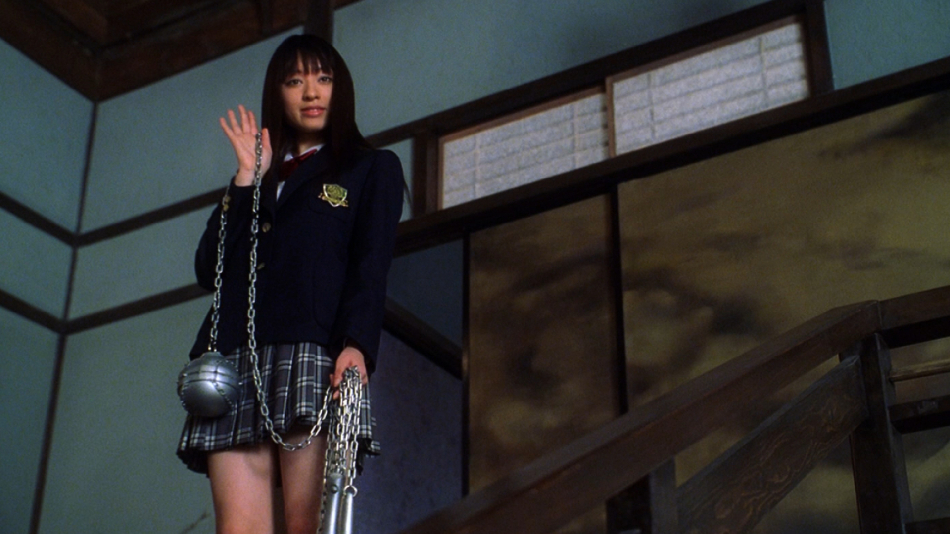Kill Bill: Chiaki Kuriyama as Gogo Yubari, O-Ren's sadistic Japanese schoolgirl bodyguard. 1920x1080 Full HD Wallpaper.