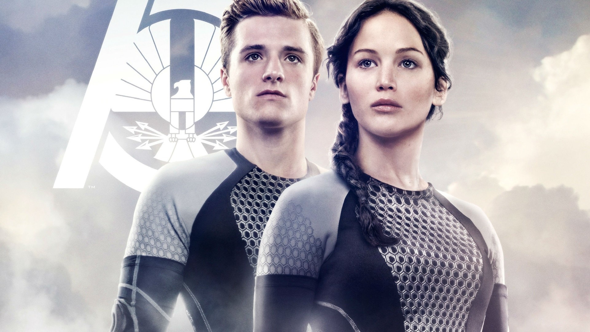 Hunger Games: Jennifer Lawrence as Katniss Everdeen, Josh Hutcherson as Peeta Mellark. 1920x1080 Full HD Wallpaper.