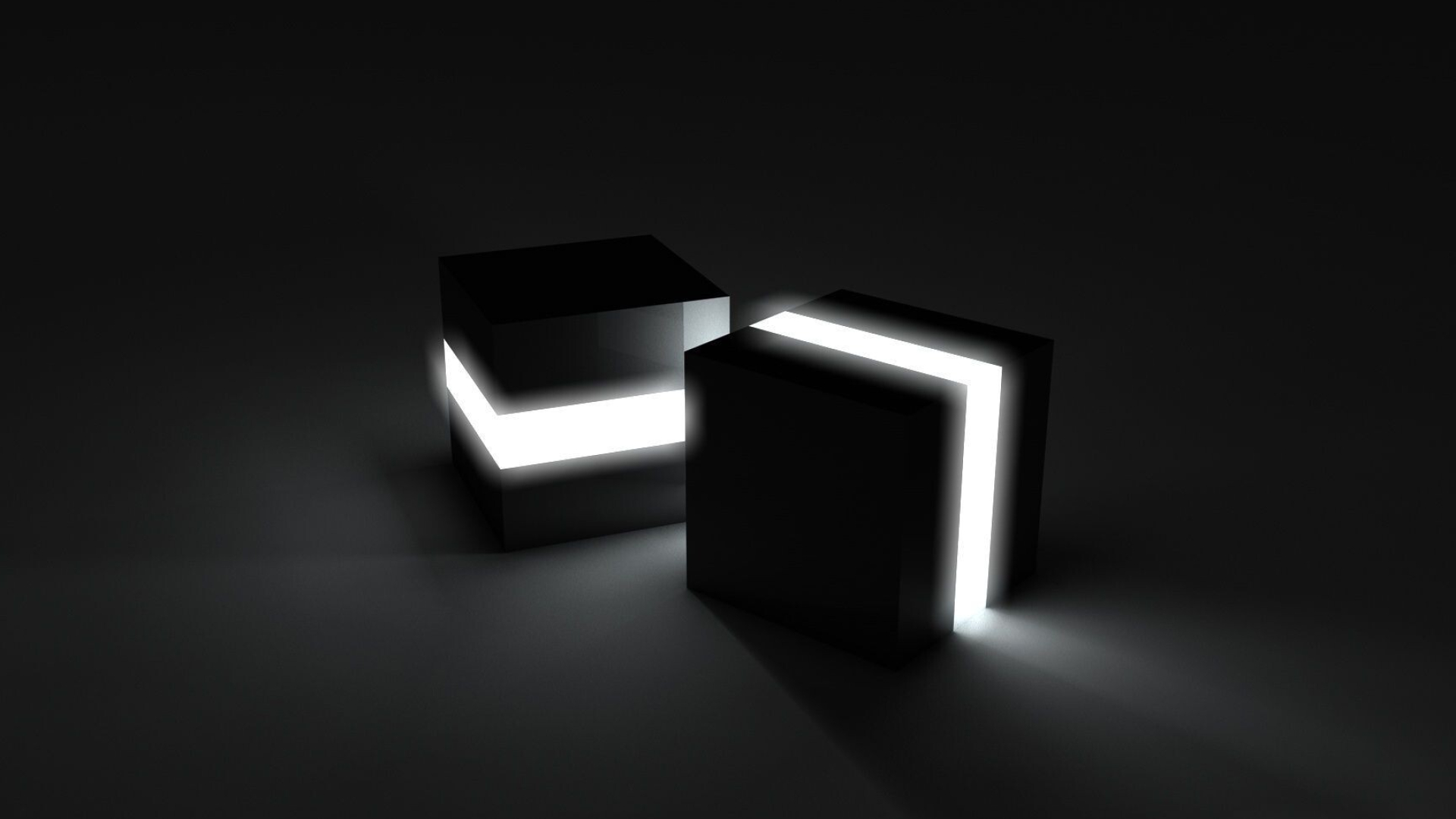 Glow in the Dark: Glowing stripes, Monochrome, Minimalistic, Monochromatic cubes. 1920x1080 Full HD Background.