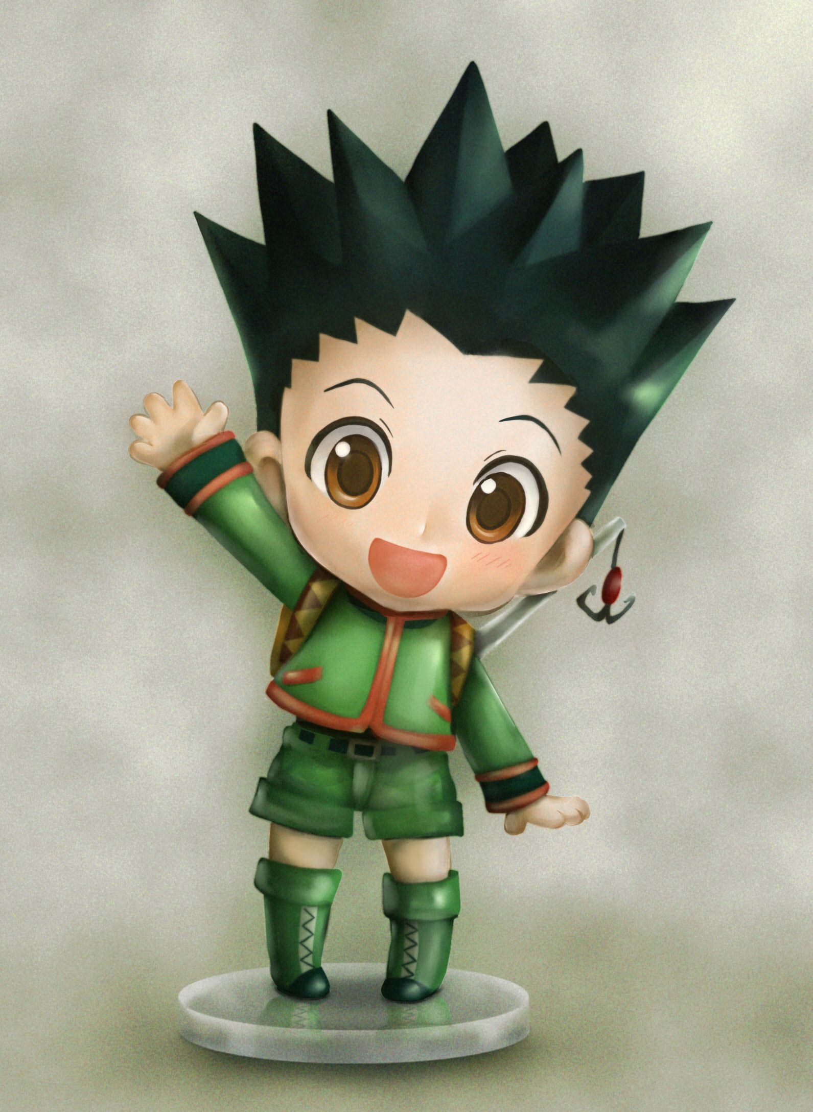 Gon Freecss: A character of a Japanese manga series, Cartoon, A green jacket with reddish edges. 1600x2180 HD Background.