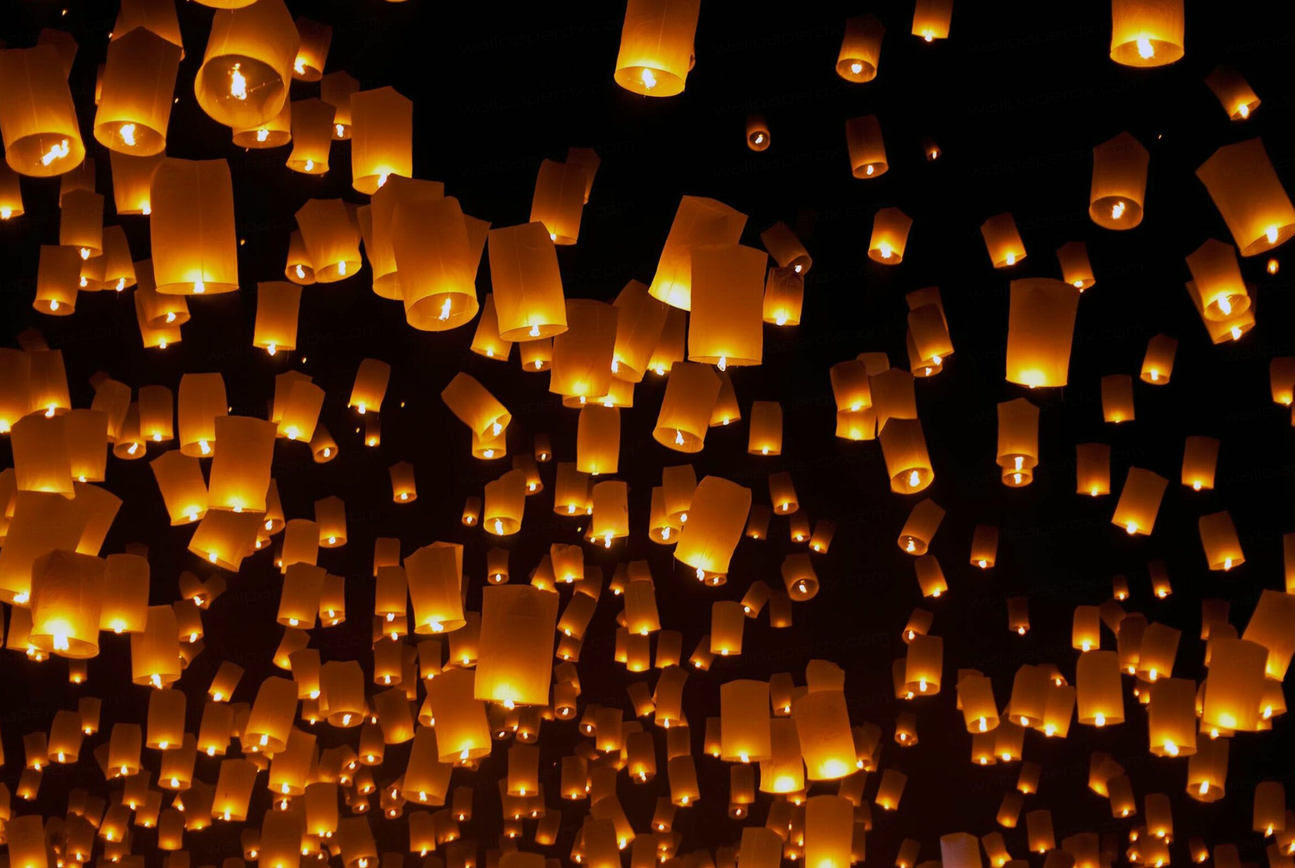 Lanterns: Yi peng festival, Kongmíng, Loi Krathong, Paper baloons. 2600x1740 HD Wallpaper.