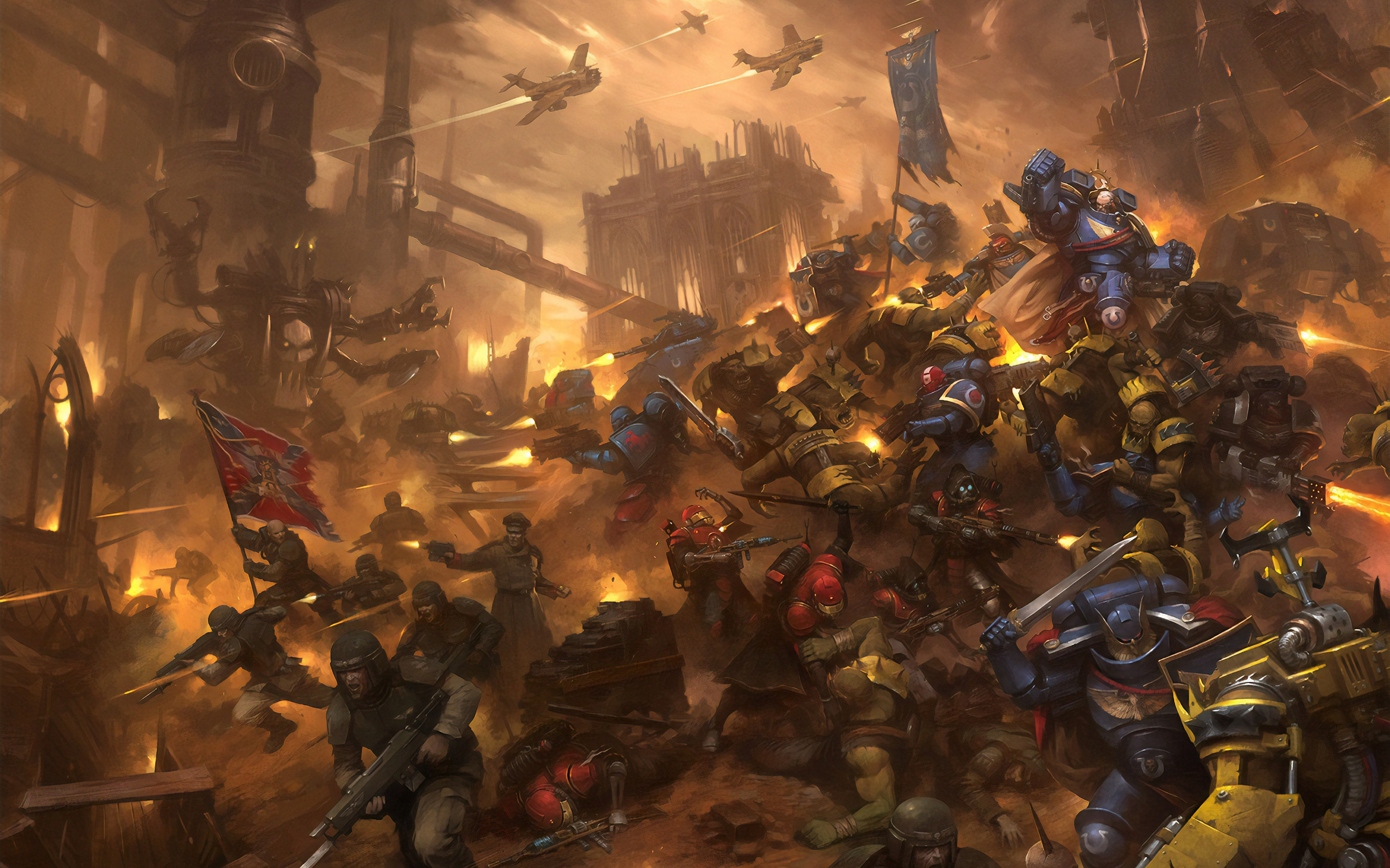 Imperial Guard, Warhammer 40k, Space marines, Epic battle scenes, 2560x1600 HD Desktop