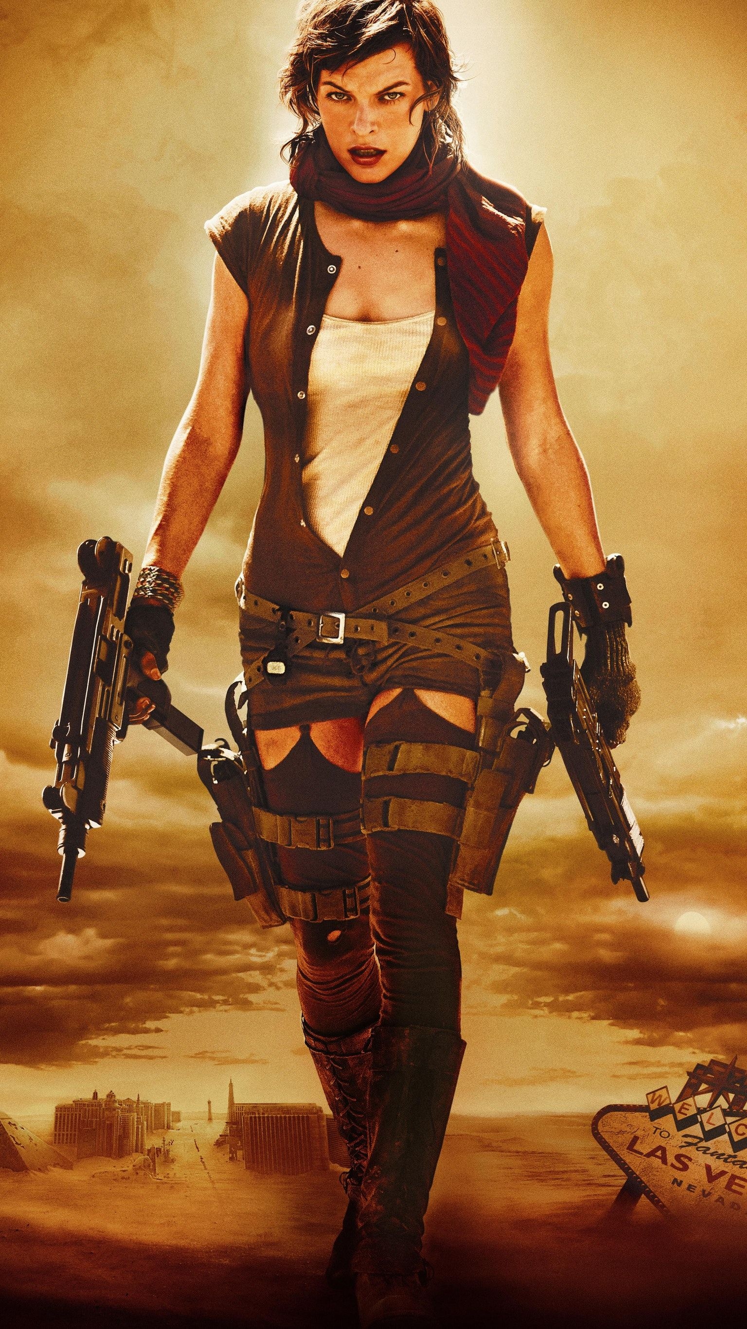 Resident Evil Extinction, Apocalyptic setting, Action-packed adventure, Defiant heroine, 1540x2740 HD Phone