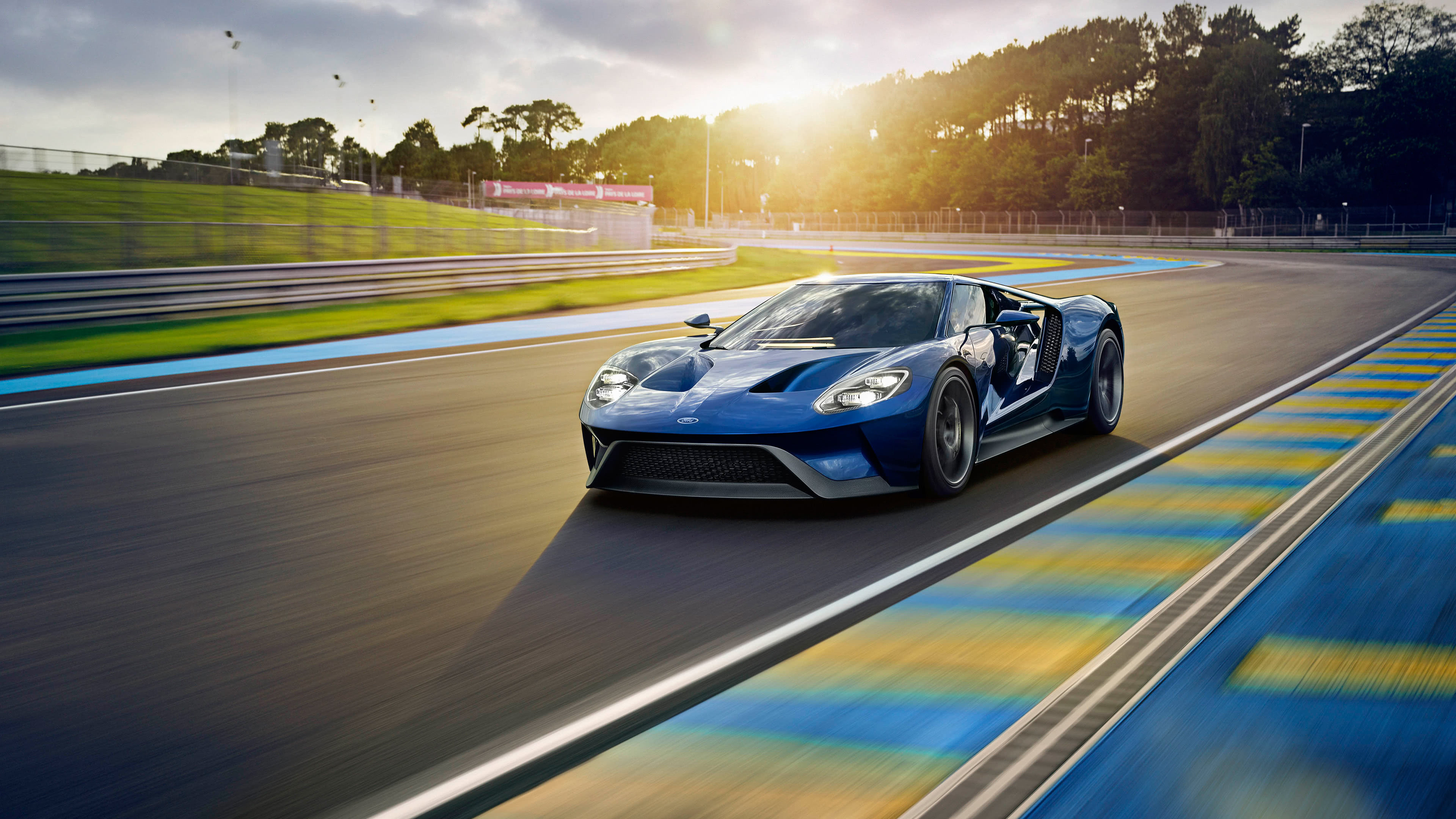Motorsports: Ford GT at the racing track, Competitive sporting events with the use of motorized vehicles. 3840x2160 4K Wallpaper.