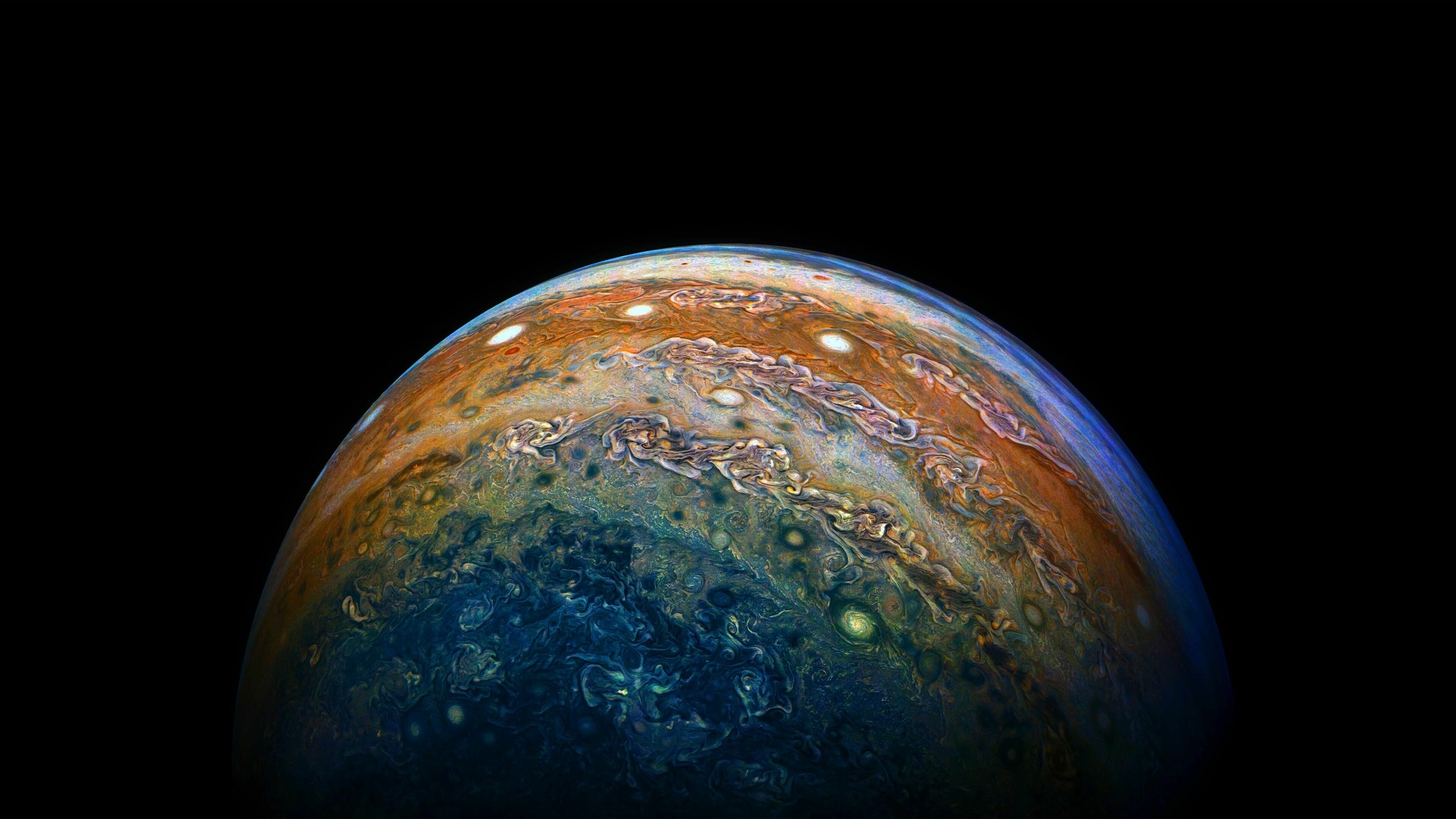 Jupiter: Planet, Universe, NASA, Astronomical object, Outer space, Juno mission. 3840x2160 4K Background.