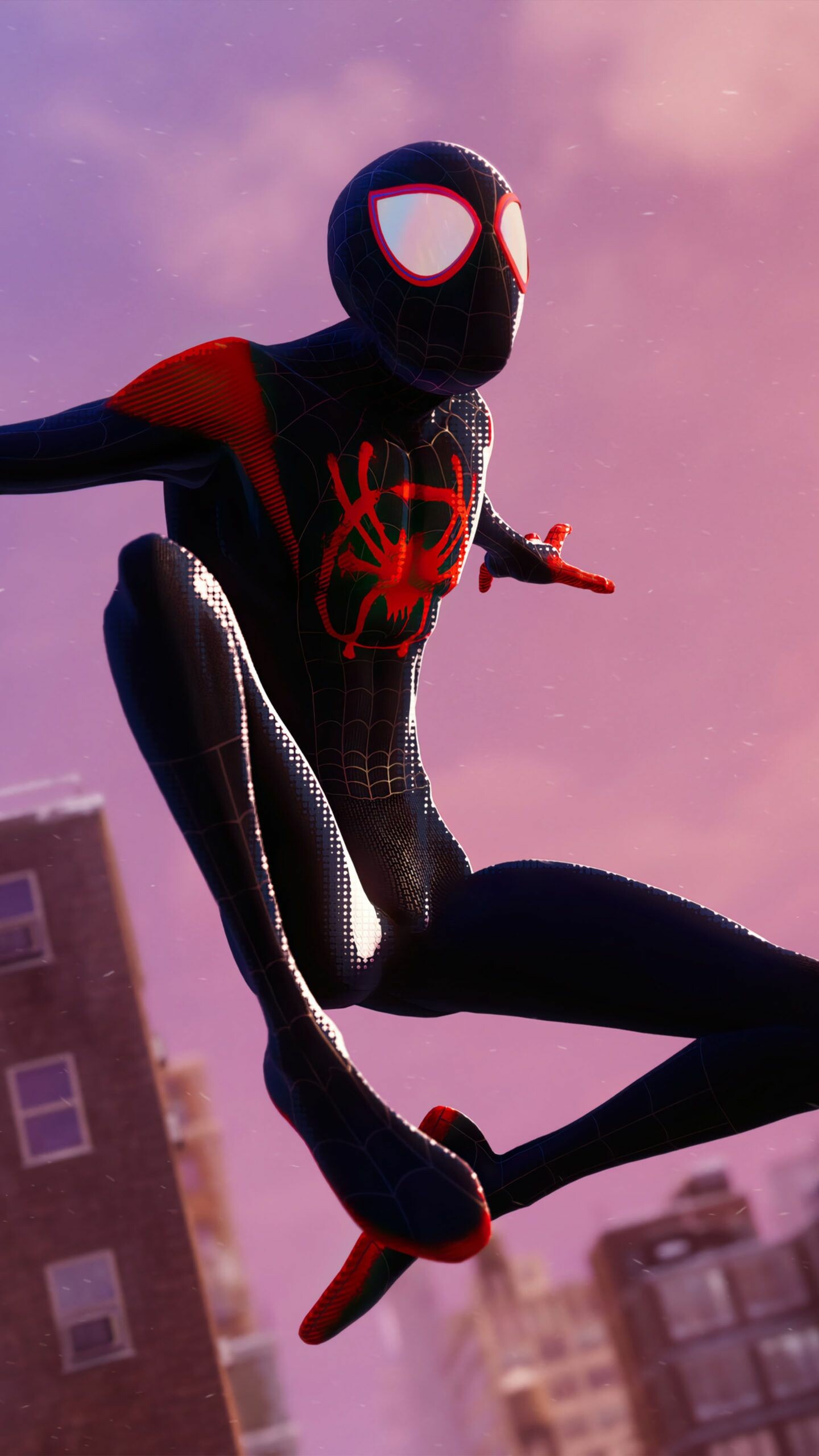 Spider-Man: Into the Spider-Verse: Miles Morales, possesses the Venom Strike ability. 1440x2560 HD Background.