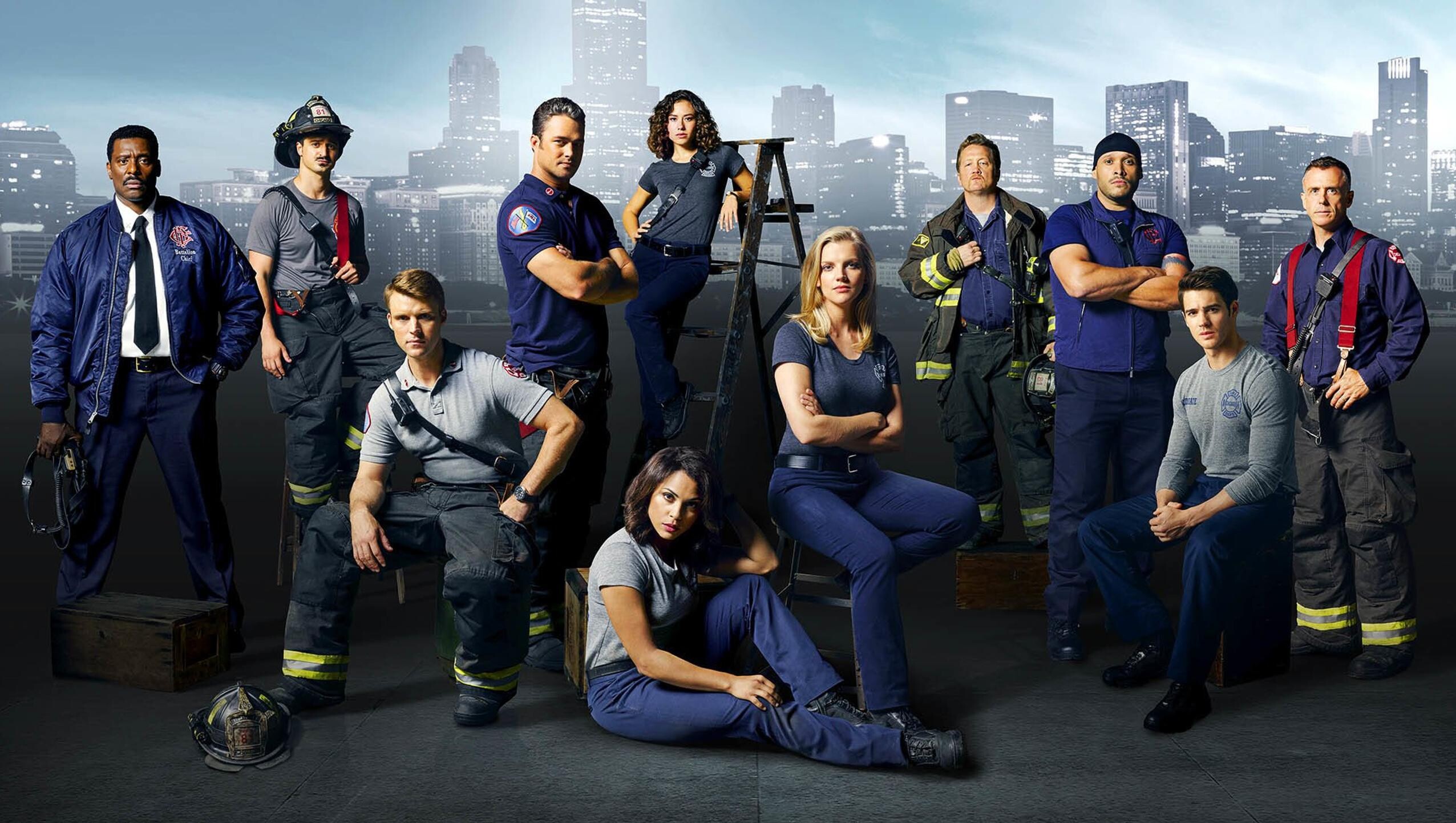 Chicago Fire (TV Series): The NBC television drama, The cast, Television series created by Michael Brandt and Derek Haas. 2560x1450 HD Wallpaper.