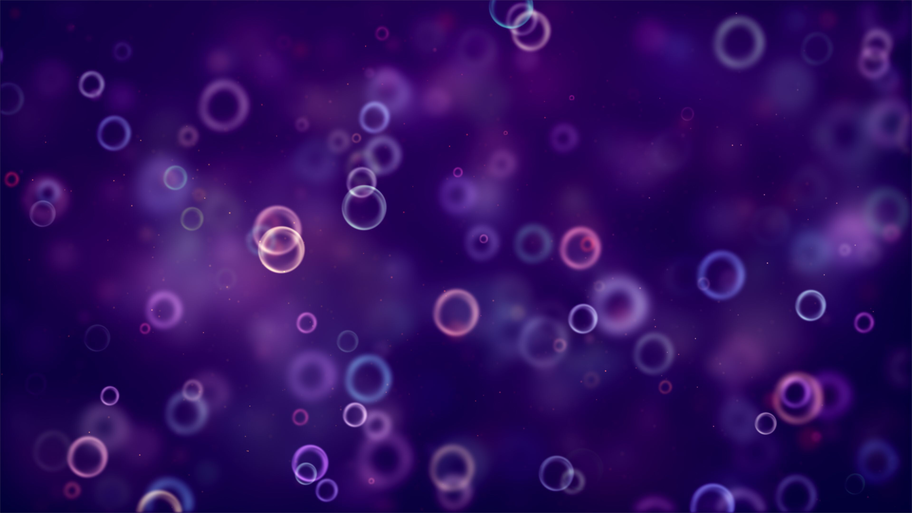 Girly: Purple bubbles, Pink and blue shining balls, Violet, Minimalistic. 3840x2160 4K Wallpaper.