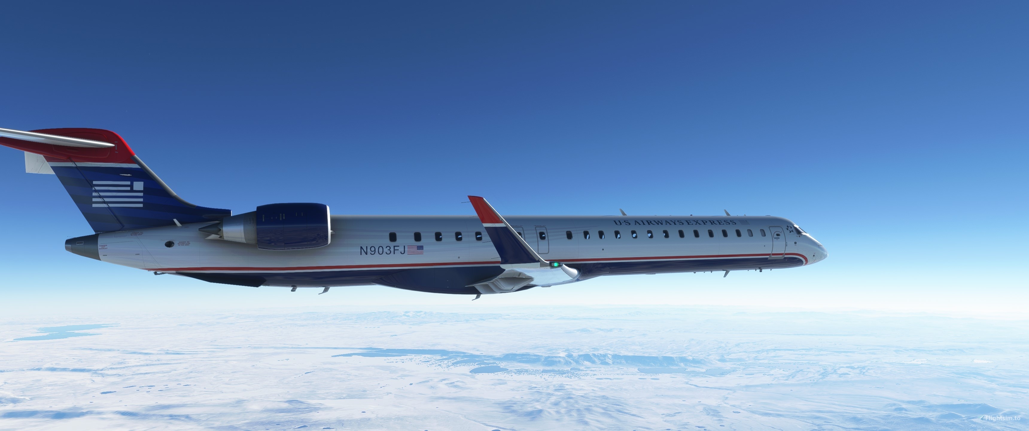 US Airways, Travels, Aerosoft CRJ 900, Flight Simulator, 3440x1440 Dual Screen Desktop