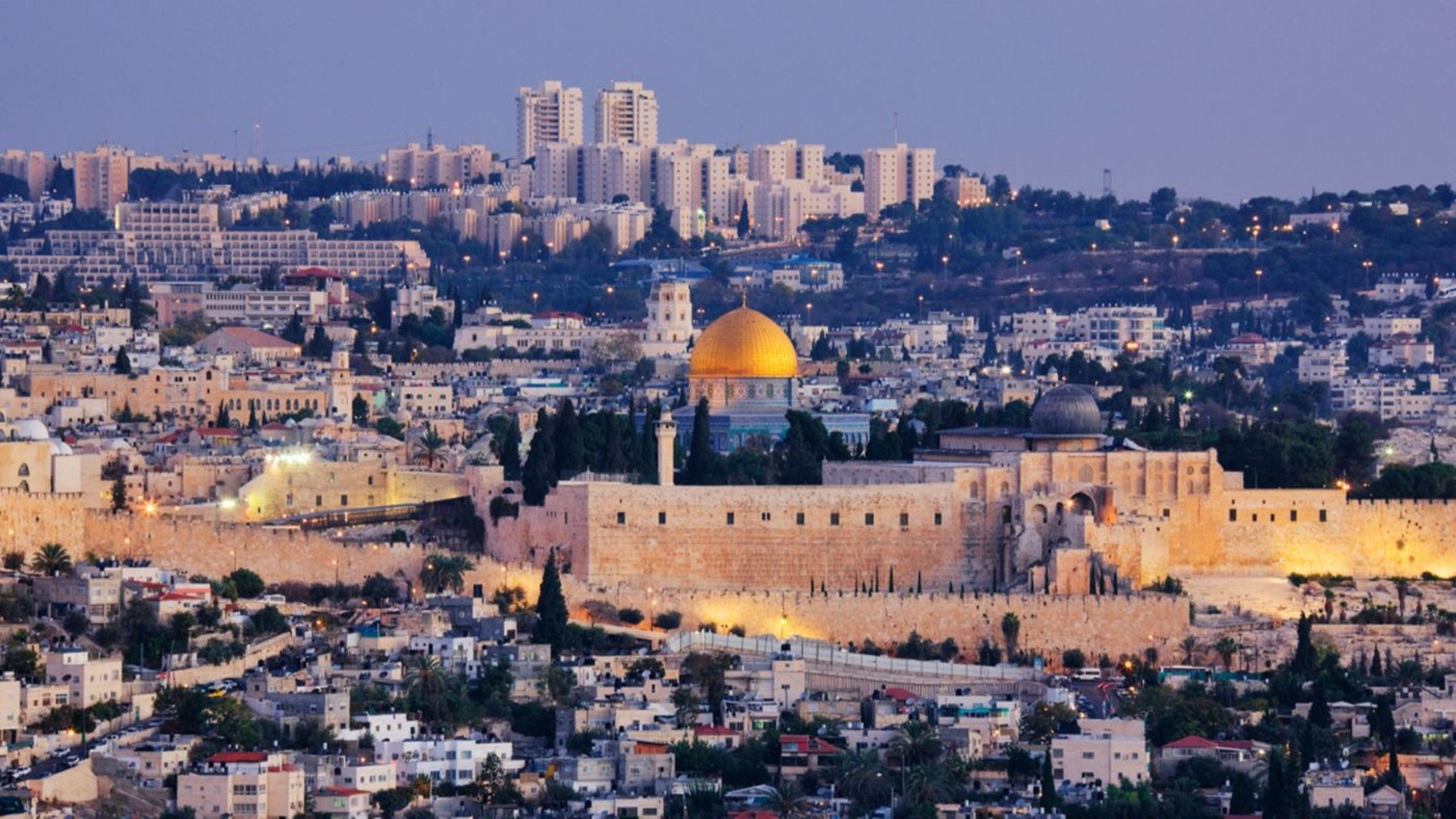Jerusalem: Plays a central role in the spiritual and emotional perspective of the three major monotheistic religions. 2560x1440 HD Background.
