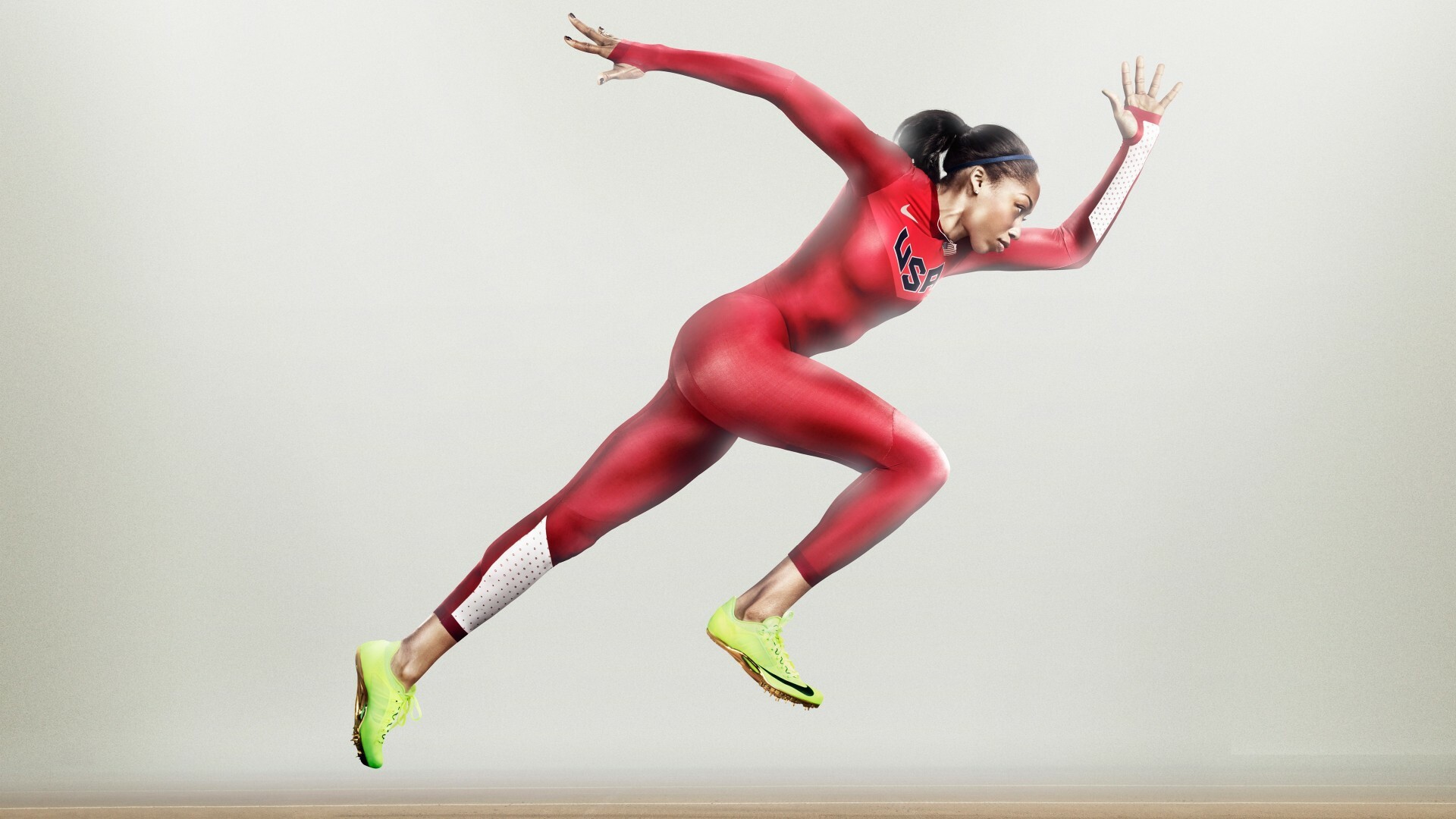 Sportler (Sport) | Allyson Felix Tapete, Nike Laufen, weibliche Athleten, rote Sportsthetik, 1920x1080 Full HD Desktop