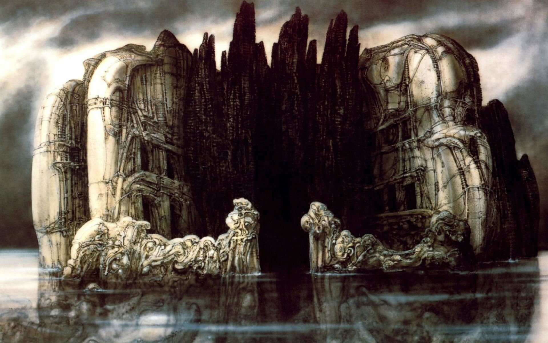 H.R. Giger: Biomech Castle, A Reference To Greek Mythology, The Strait Between Scylla And Charybdis. 1920x1200 HD Wallpaper.