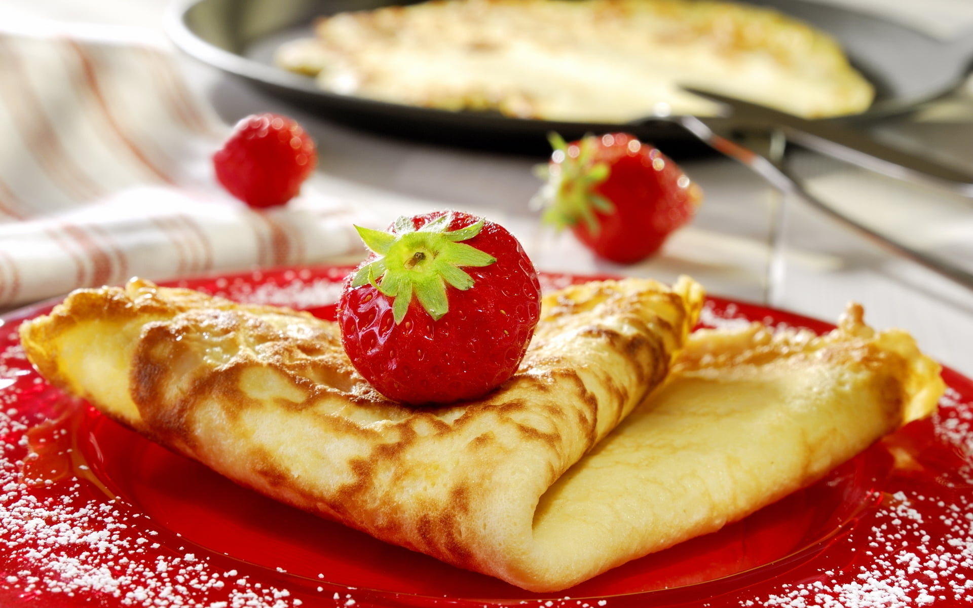 Heavenly pancakes, Sweet syrup and strawberries, Delicious breakfast, HD wallpaper, 1920x1200 HD Desktop