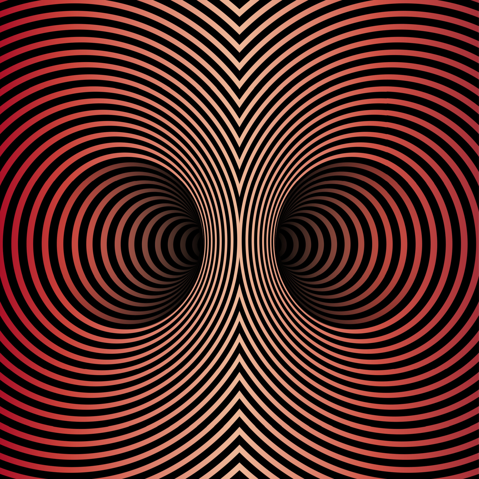 Optical illusion, Hypnotic artwork, Abstract wormhole, Visual illusions in vector art, 1920x1920 HD Phone