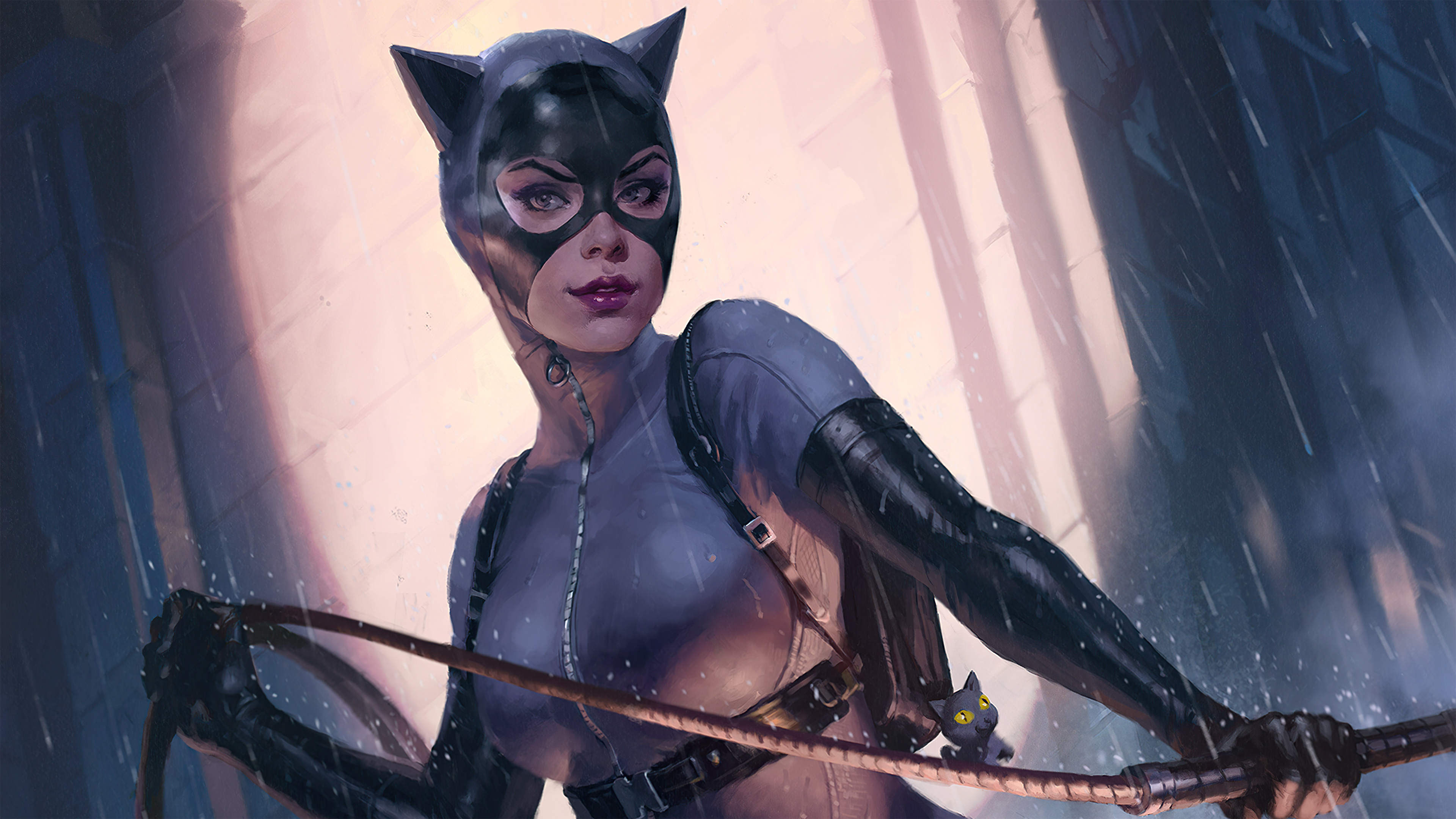 Catwoman: A mysterious burglar and jewel thief, DC Comics art. 3840x2160 4K Background.