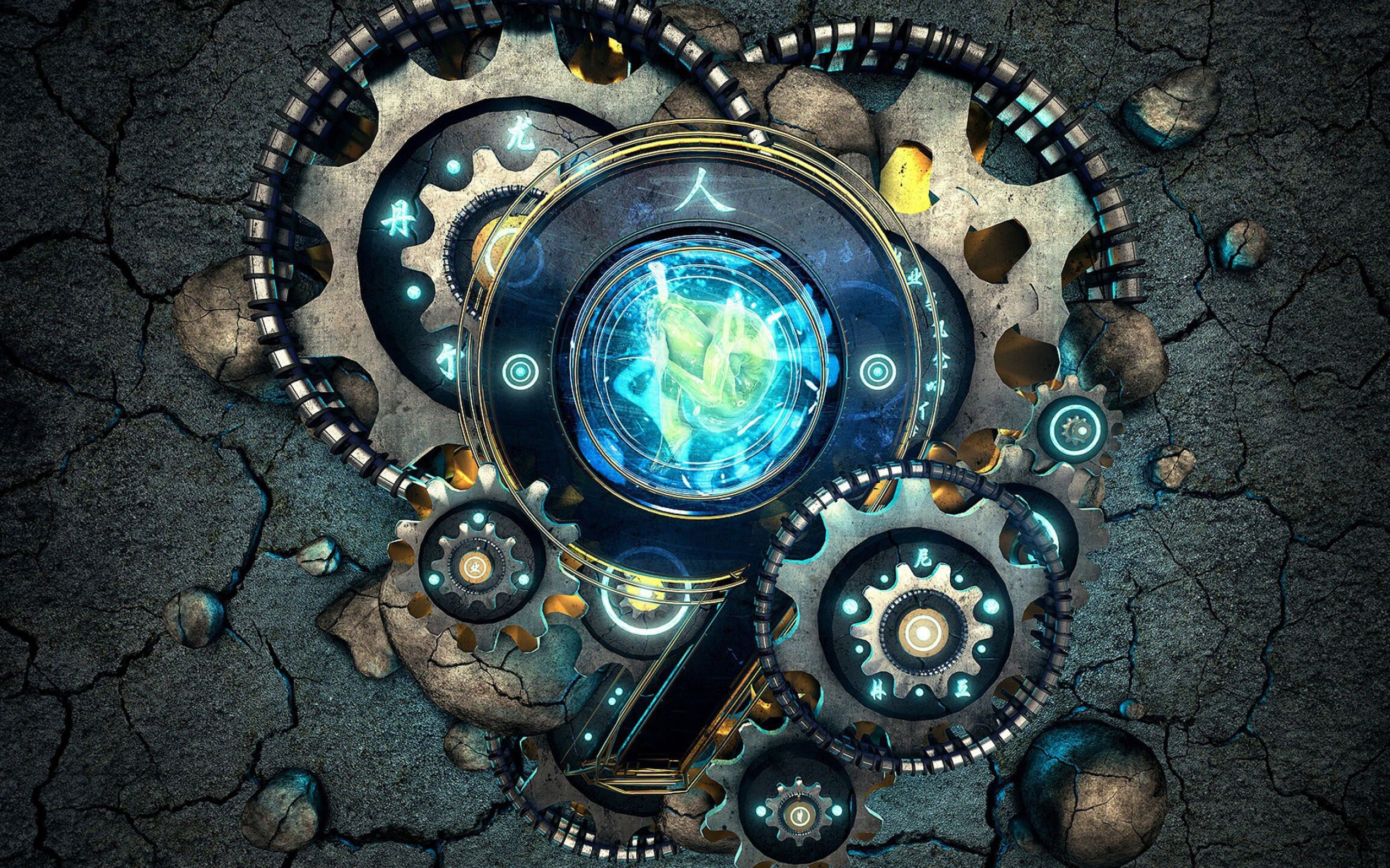 Gear: Steampunk, A toothed wheel that engages another toothed mechanism, A transmission. 2560x1600 HD Wallpaper.