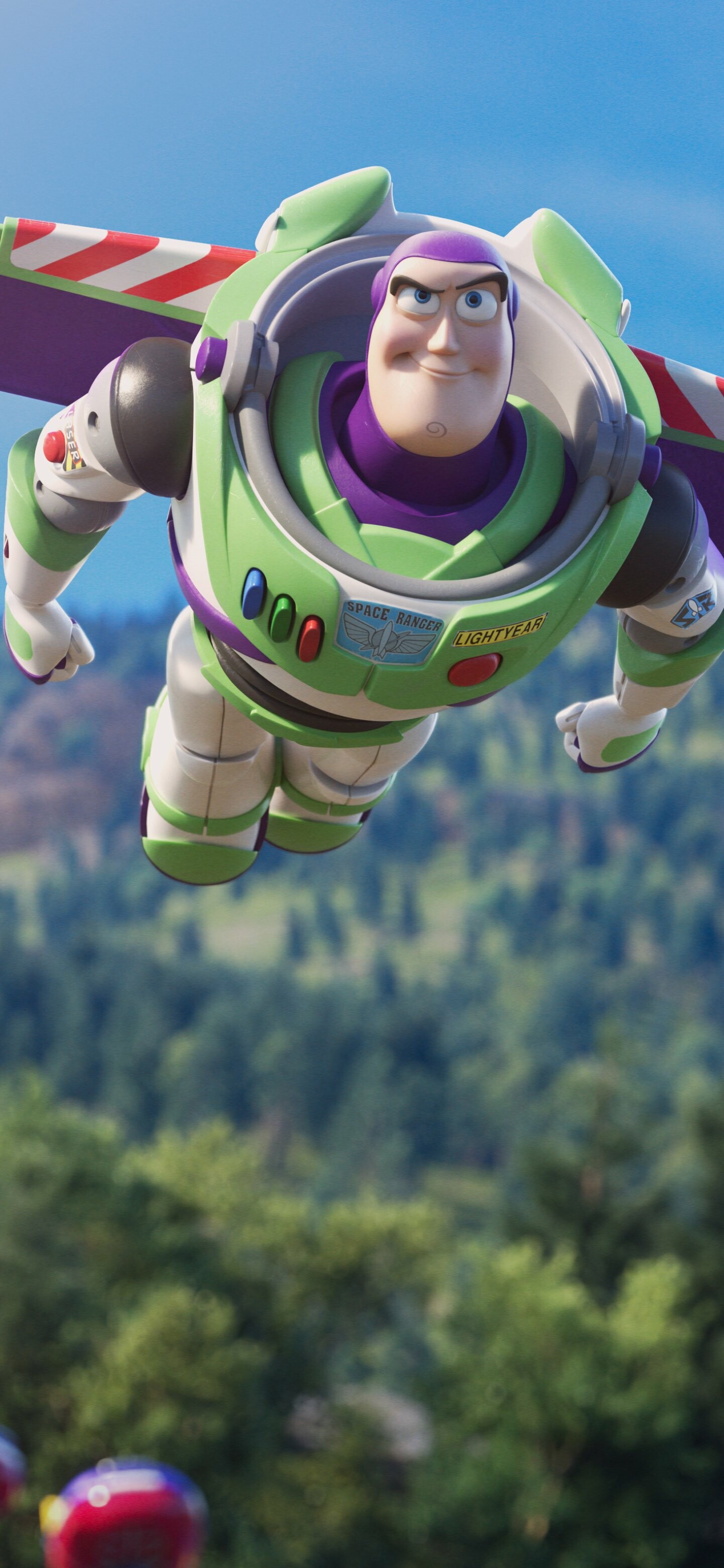 Toy Story: Buzz Lightyear, voiced by Tim Allen, acts as Woody's second-in-command. 1440x3120 HD Background.