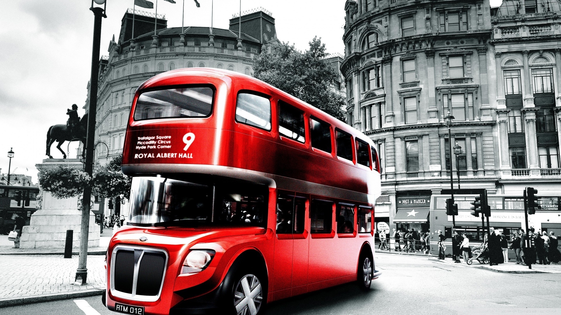 London: The biggest city in the UK, by density, and by population, Red bus. 1920x1080 Full HD Background.