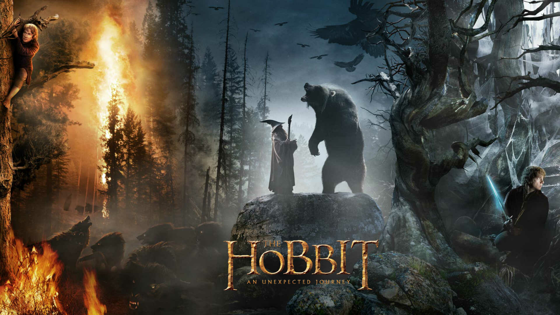 The Hobbit: An Unexpected Journey, Tells the tale of Bilbo Baggins (Martin Freeman). 1920x1080 Full HD Background.