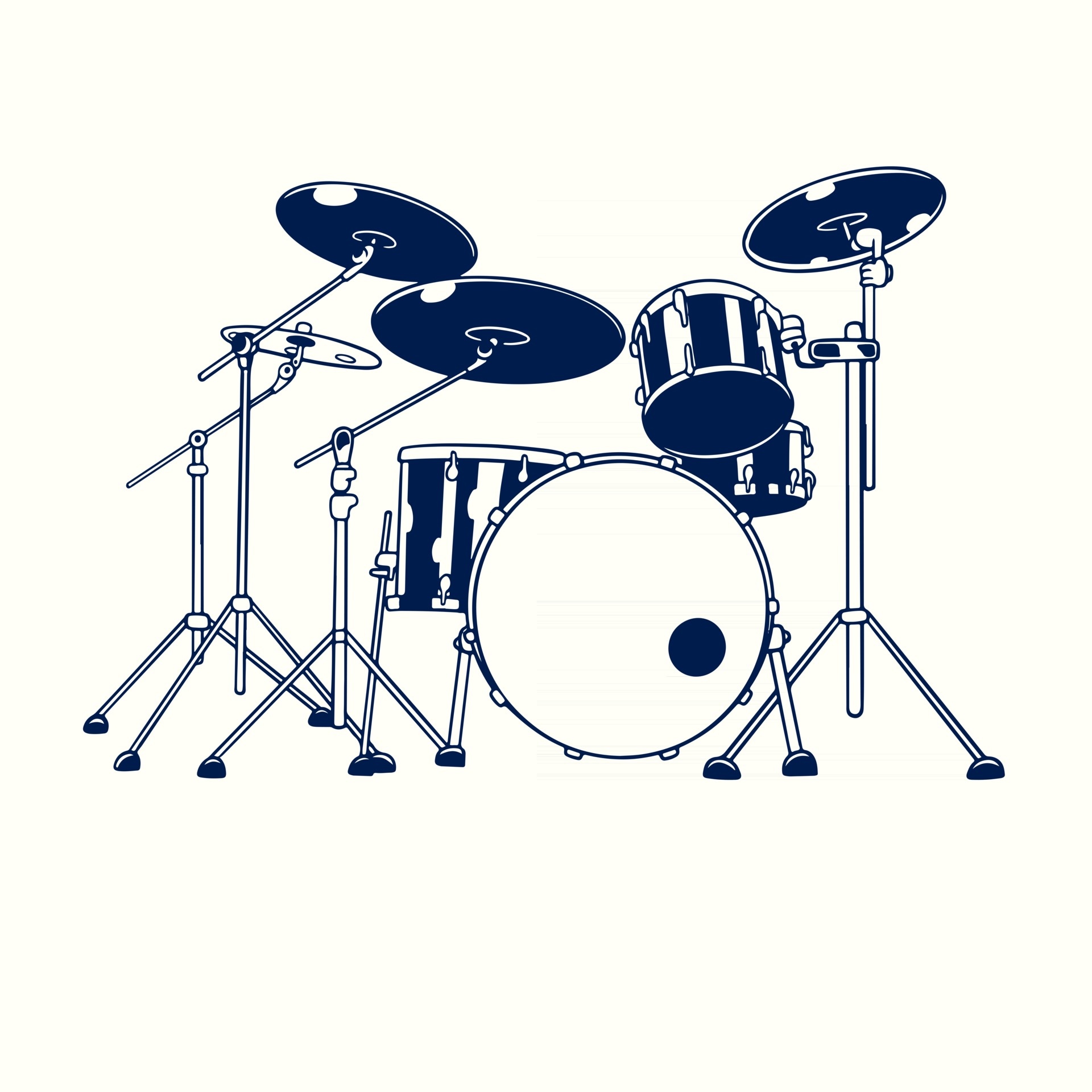 Bass Drum: A collection of percussion instruments, Black and white, Tom-toms, Cymbals. 1920x1920 HD Wallpaper.