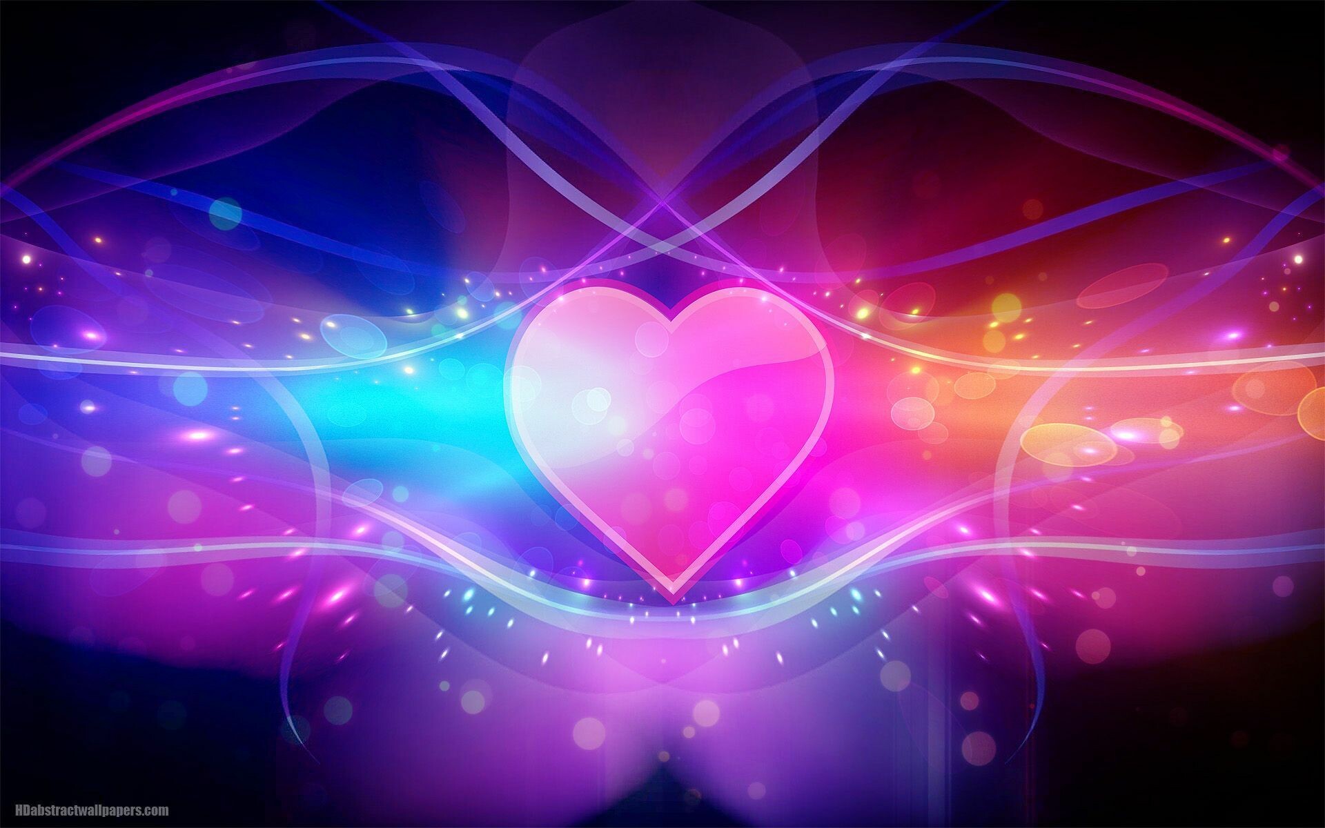 Heart: Neon, Lights, Love, Abstract. 1920x1200 HD Wallpaper.