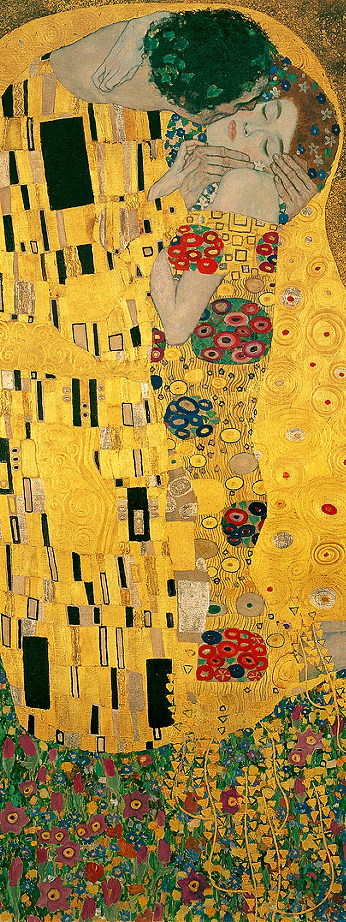 The Kiss, Gustav Klimt, iPhone wallpapers, art enthusiasts, 1360x3600 HD Phone