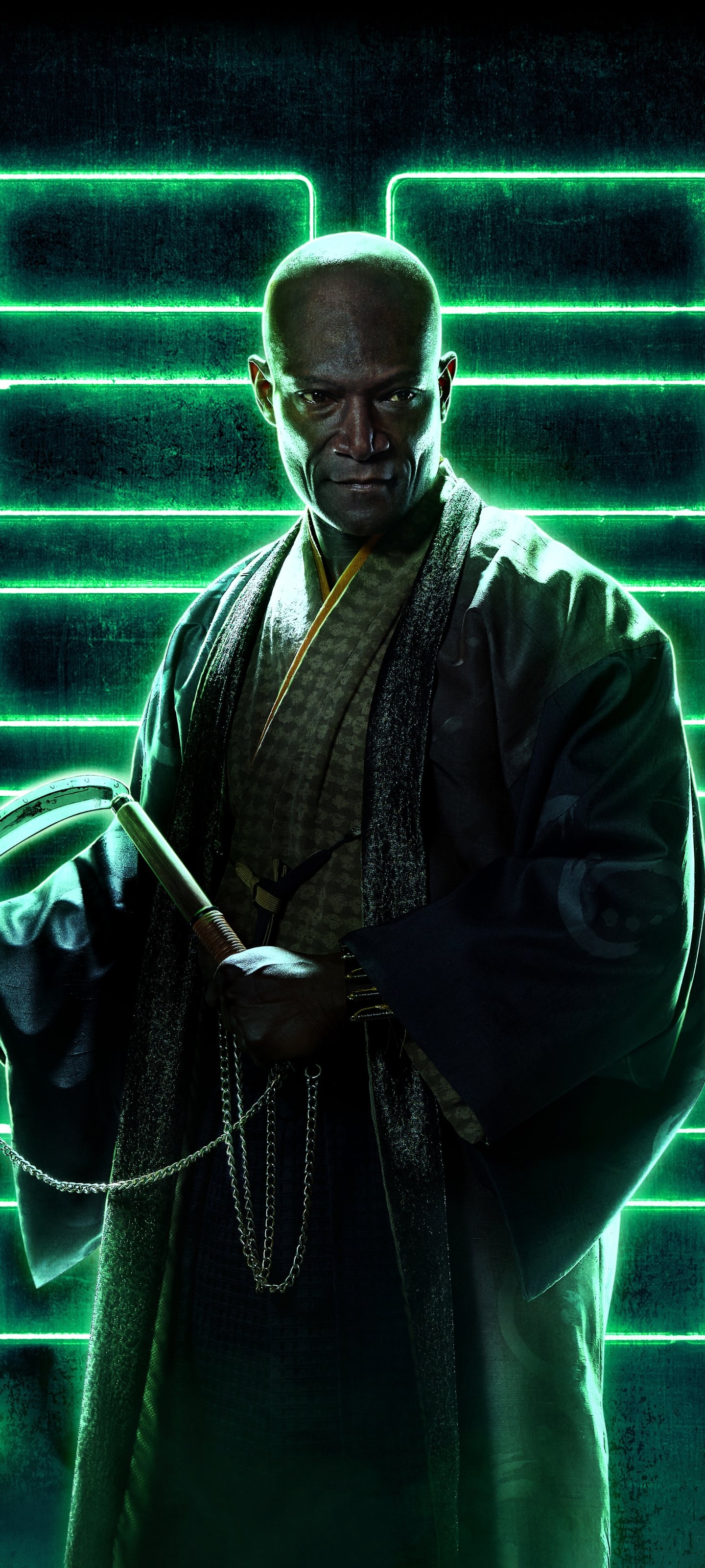 Snake Eyes: G.I. Joe Origins, Peter Mensah as Blind Master, ablind mentor of the Arashikage clan. 1440x3200 HD Wallpaper.