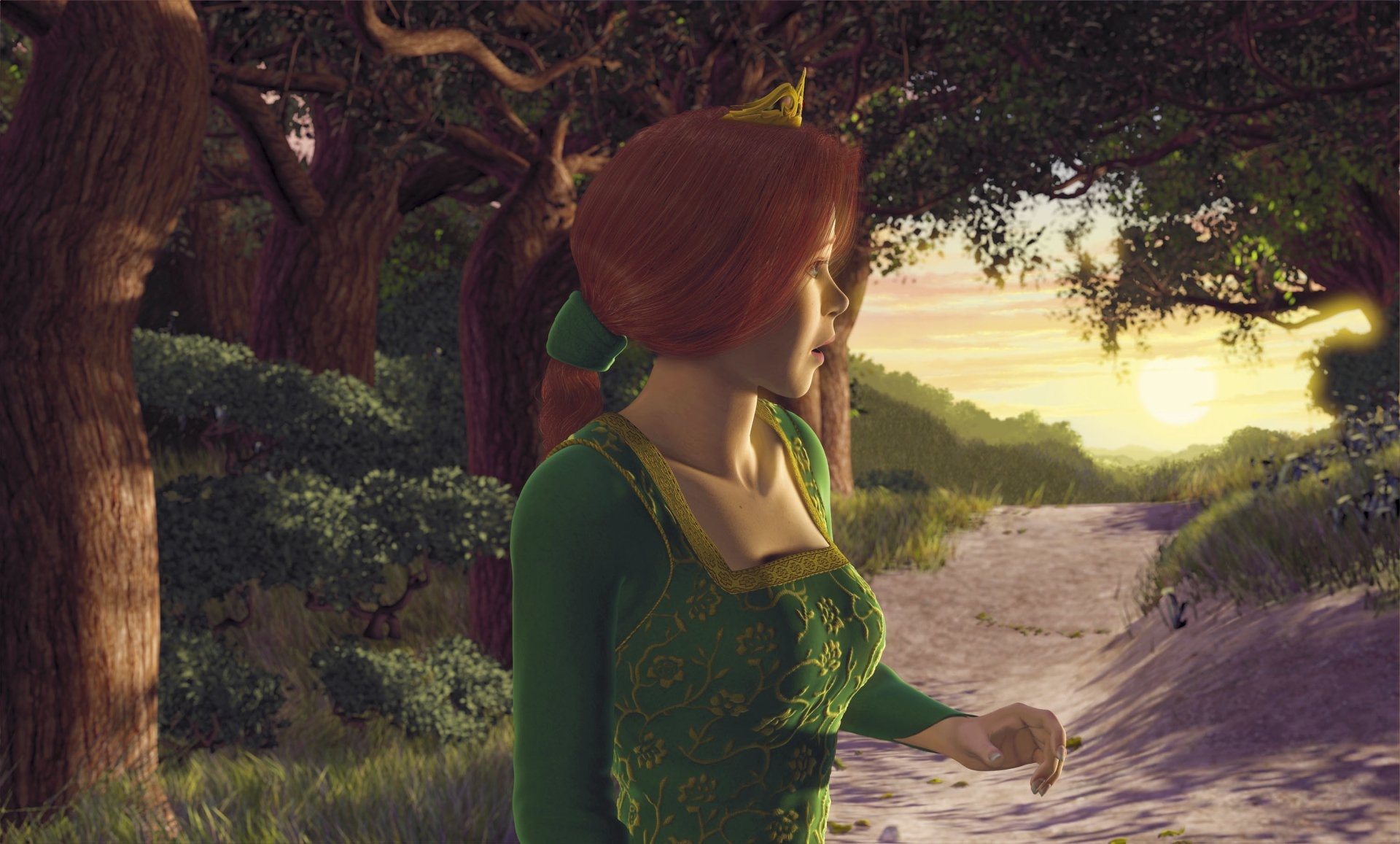 Fiona (Shrek), Vivid backgrounds, Fairytale magic, Animated love, 1920x1160 HD Desktop