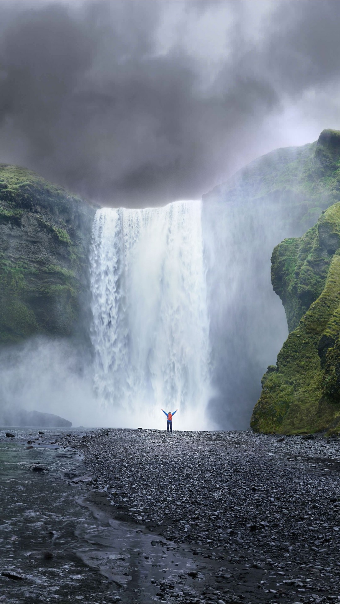 Iceland 5K, OSX Wallpaper, Forest Wonderland, Natural Waterfall, 1080x1920 Full HD Handy