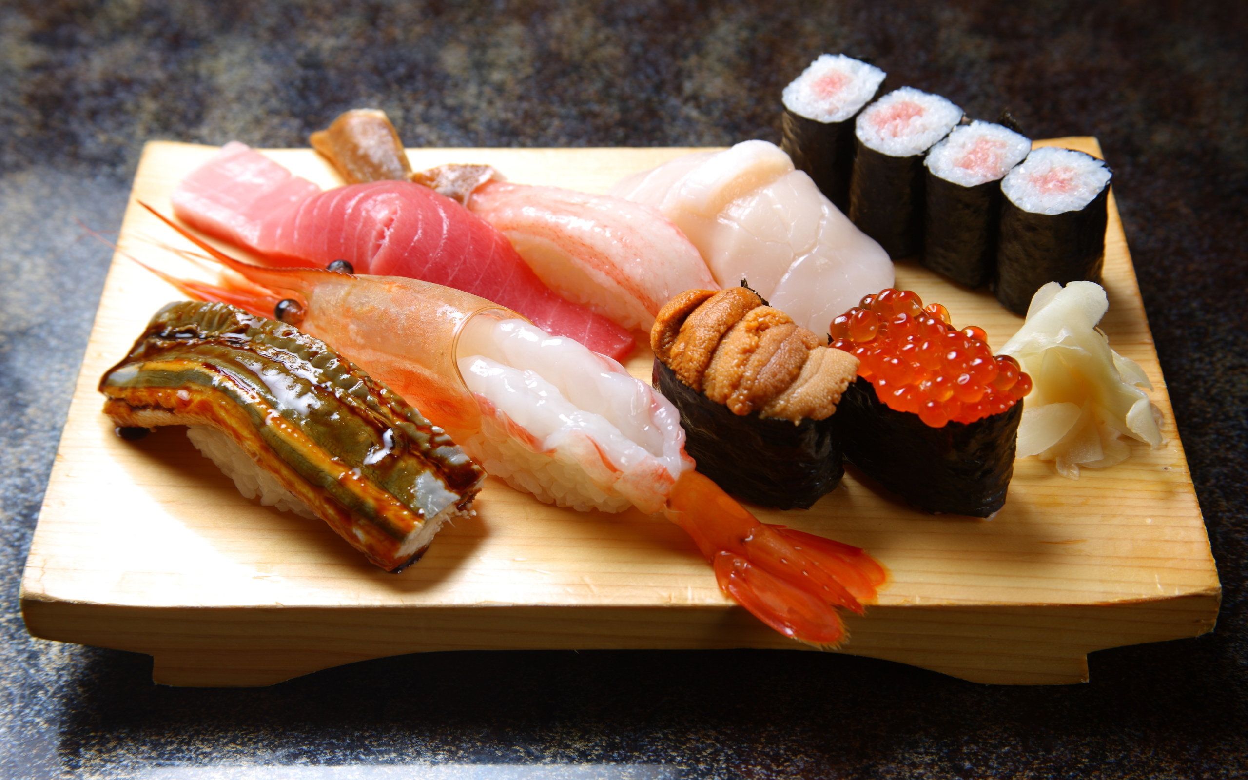 Sushi: Seafood, Sashimi, Fish slice, Platter. 2560x1600 HD Wallpaper.
