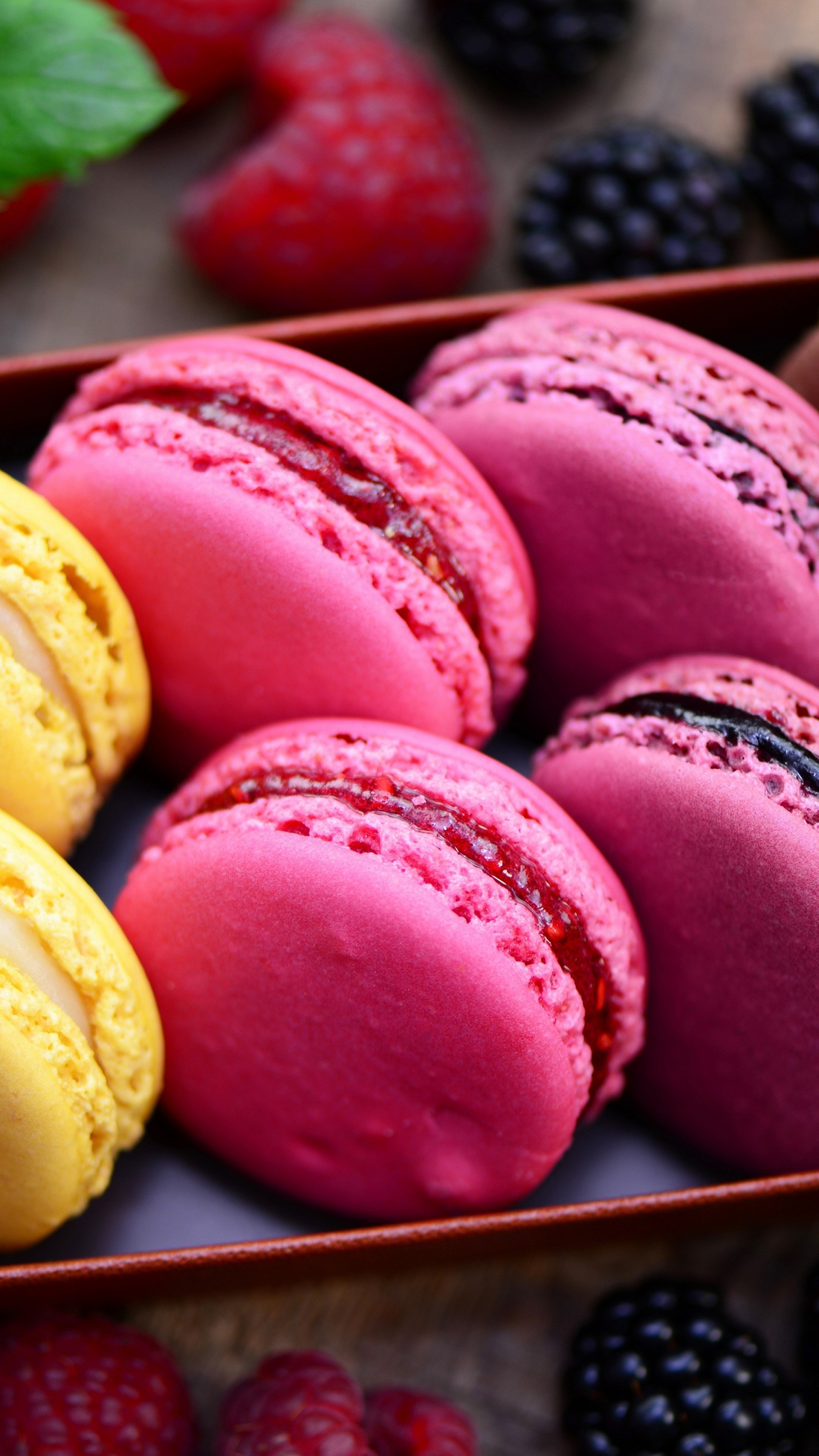 Macaron: The confection characterized by a smooth squared top, a ruffled circumference. 2160x3840 4K Wallpaper.