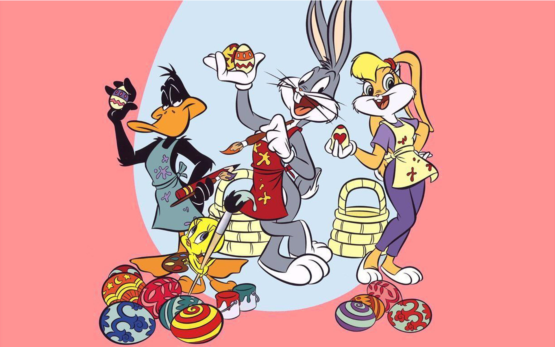 Coloring Easter Eggs, Bugs Bunny, Lola Bunny, Cartoon, 1920x1200 HD Desktop