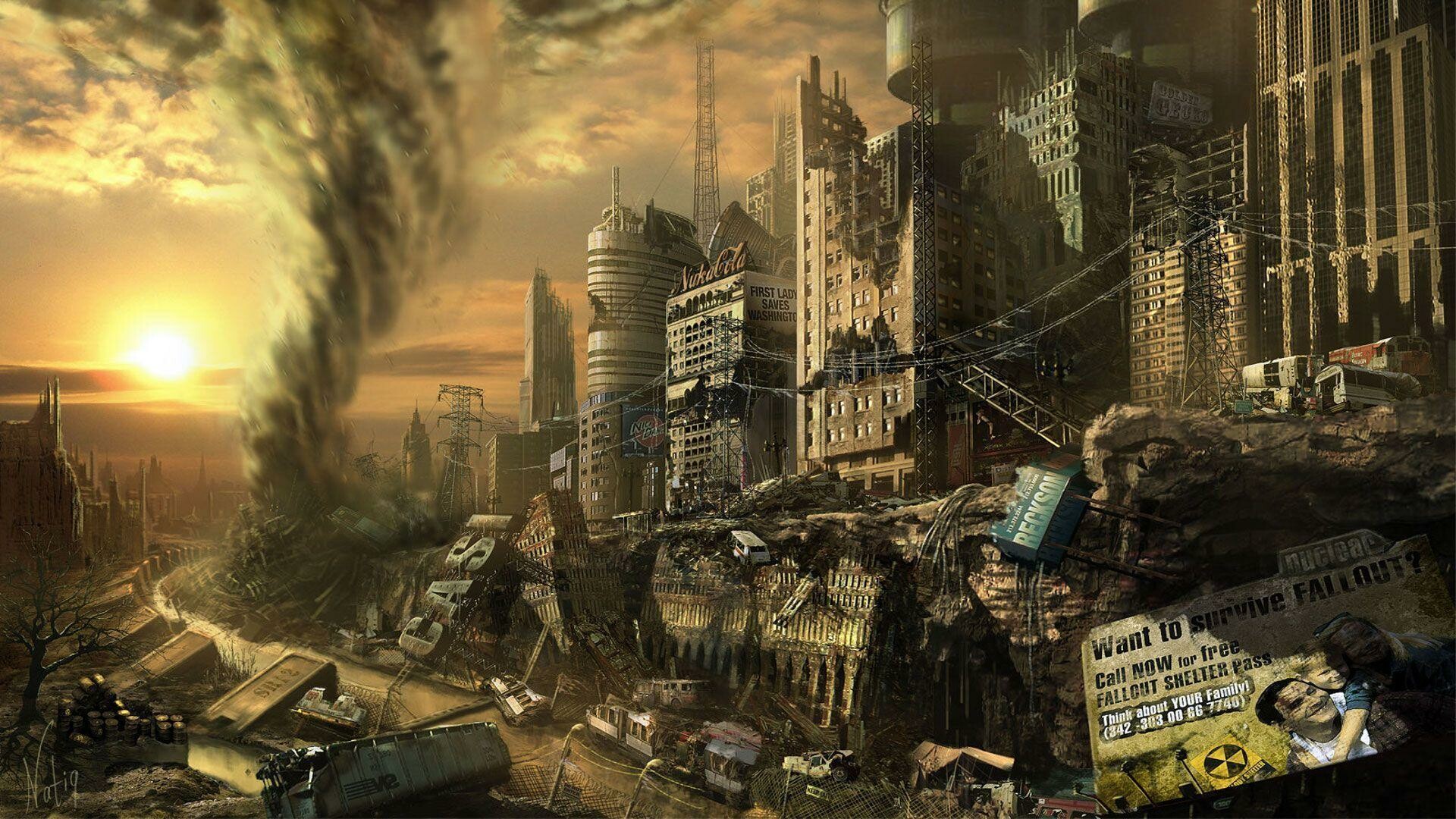 Fallout: The classic post-apocalyptic role-playing game, Bethesda Game Studios. 1920x1080 Full HD Background.